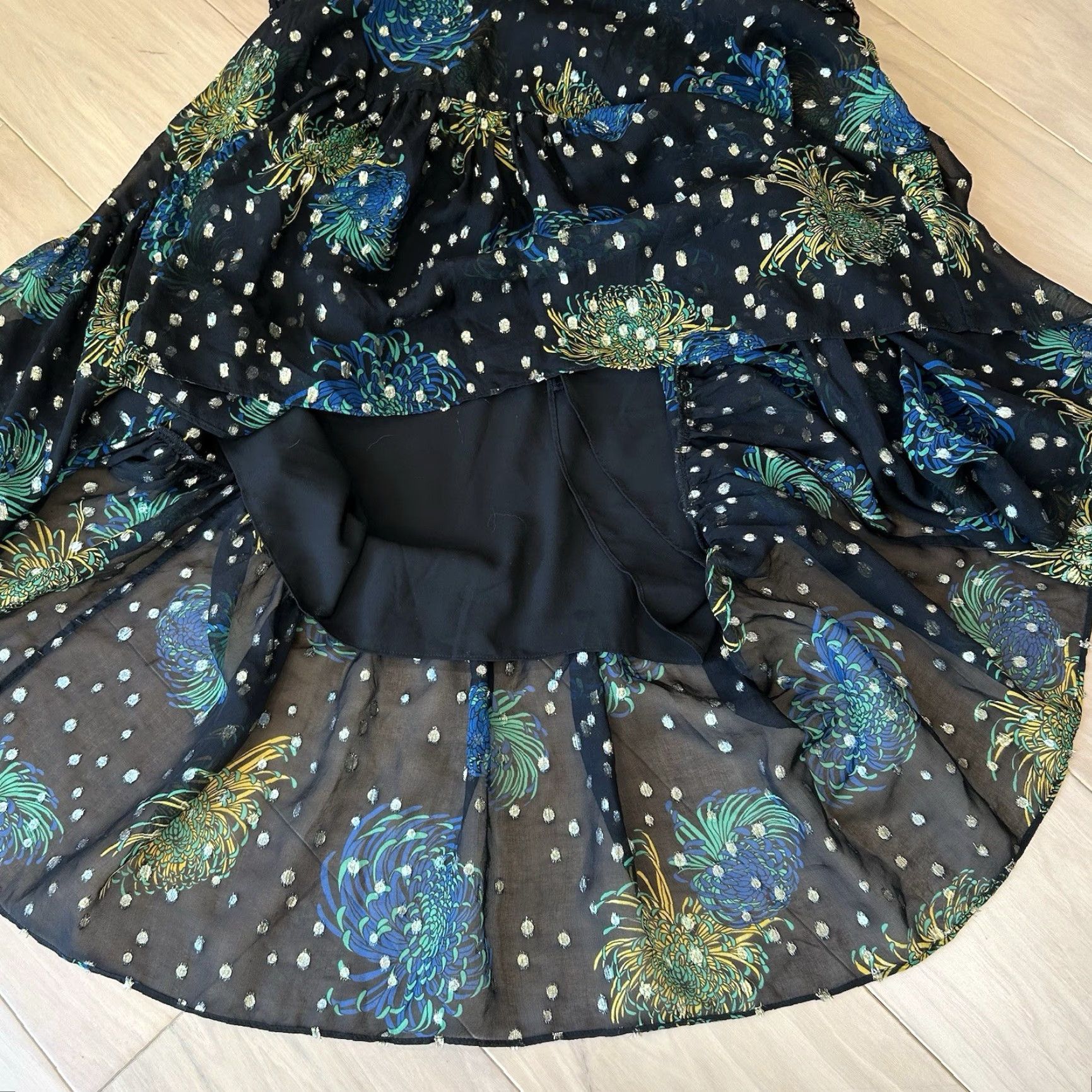 Vintage A.L.C. KAIA Dress Black Green Long Women’s 14 Size XL / US 12-14 / IT 48-50 - 6 Thumbnail