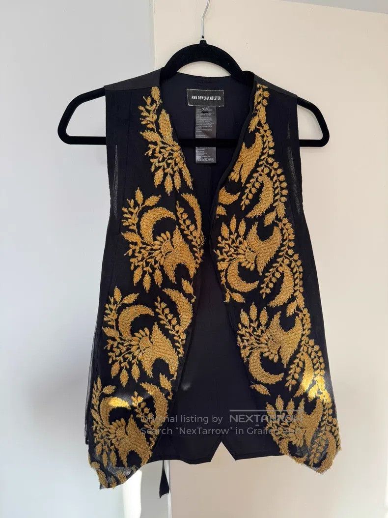 Ann Demeulemeester Ann Demeulemeester Size xxs Black Gold Totem Wool Vest Size XXS / US 00 / IT 34 - 2 Thumbnail
