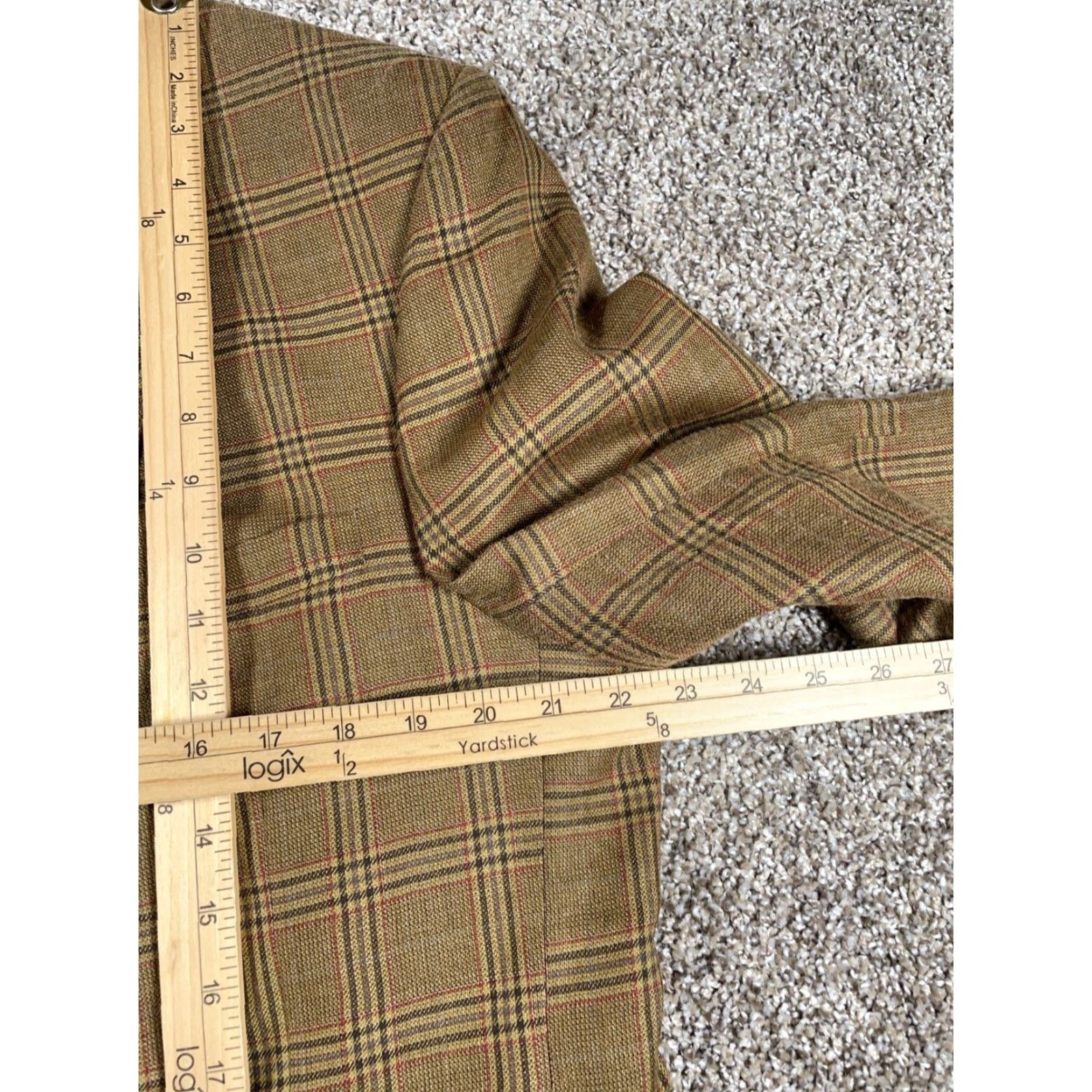 Jos. A. Bank Jos. A. Bank Brown Glen Plaid Blazer Men's 44 Regular Silk Wool Two-Button Single-Breasted Classic Preppy Size 44R - 7 Thumbnail