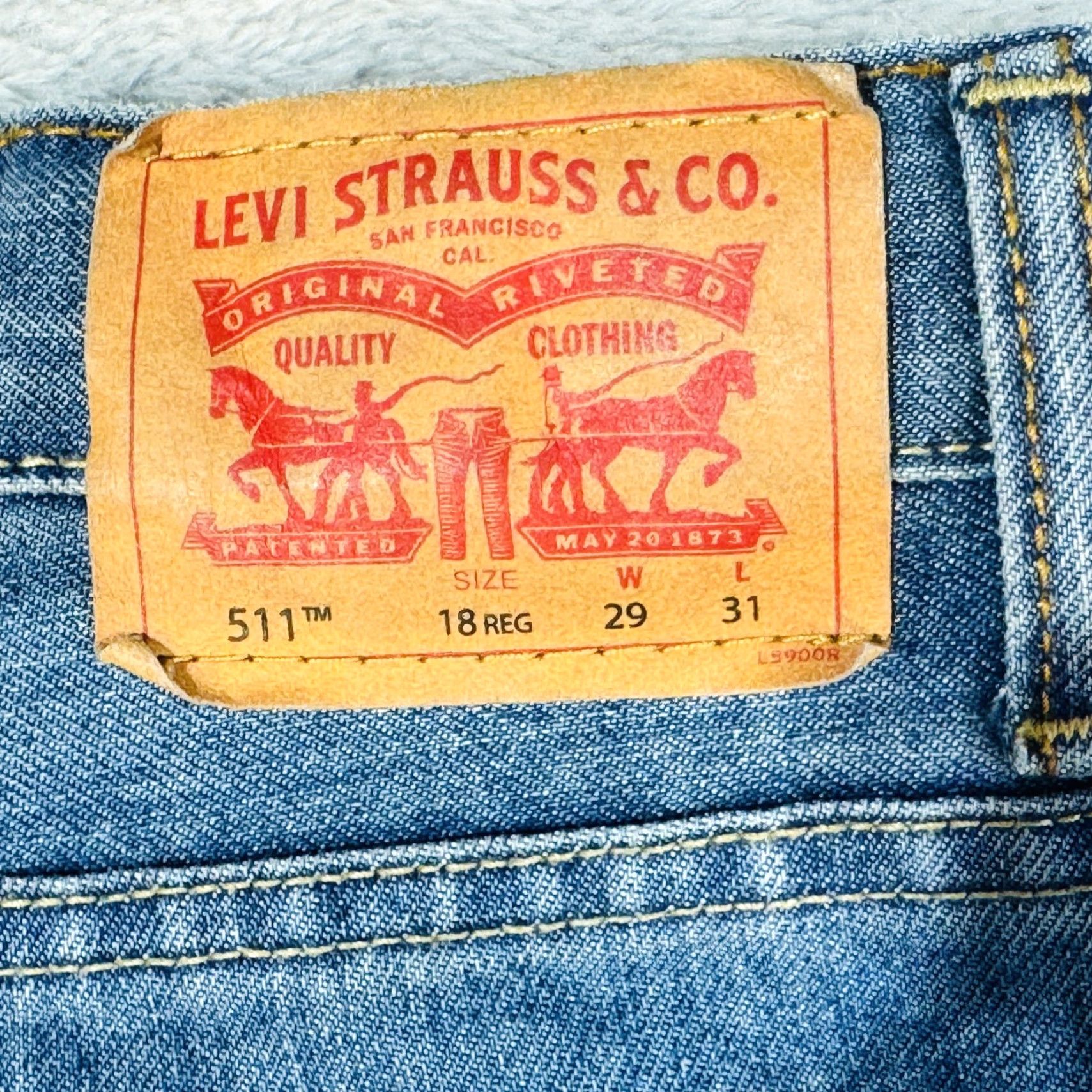 Levi's Levi's 511 Slim Jeans Mens 29x31 Blue Light Wash Tapered Mid Rise Denim Zip Size US 29 - 4 Thumbnail