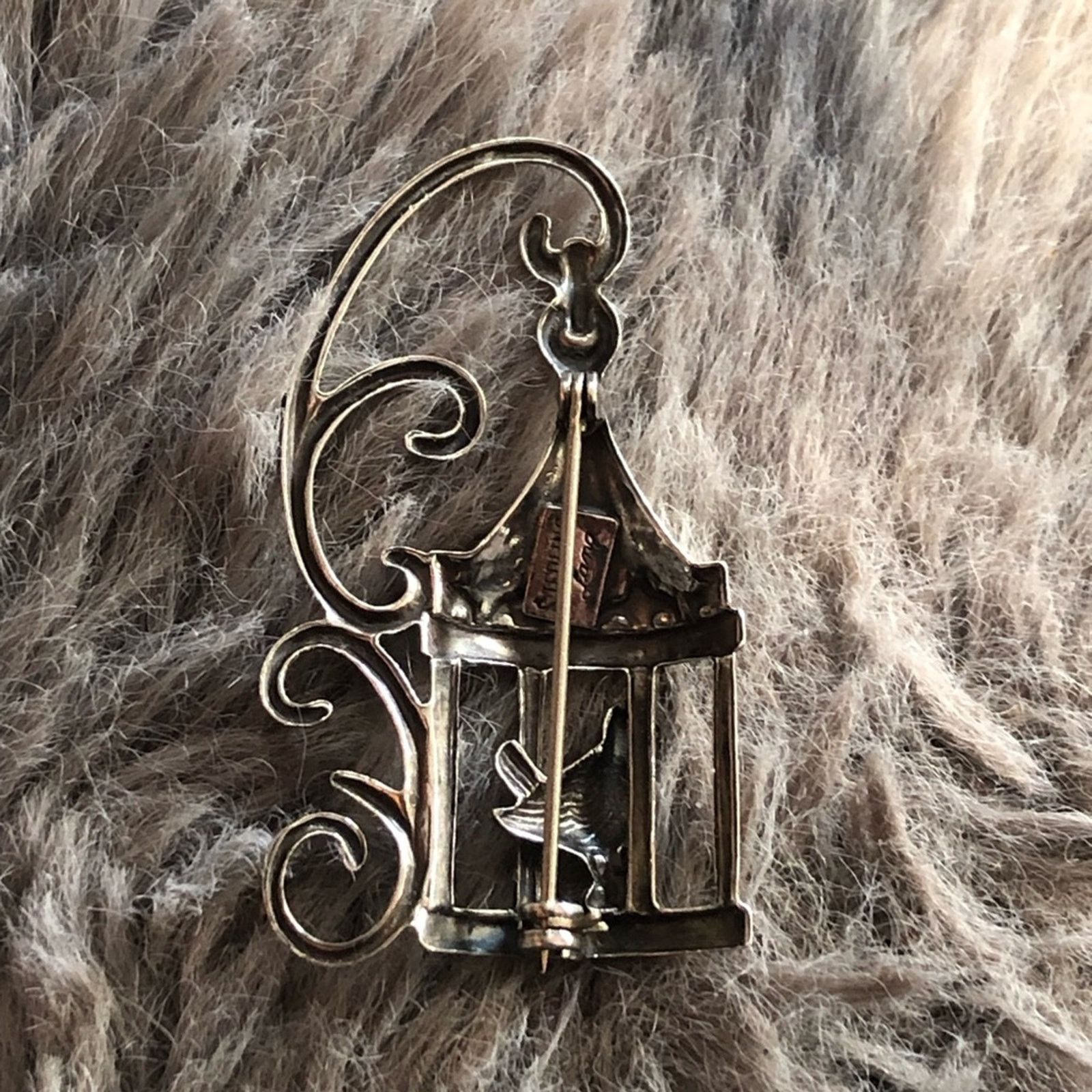 Vintage Vintage 1950s Lang Sterling bird cage brooch pin Size ONE SIZE - 2 Thumbnail