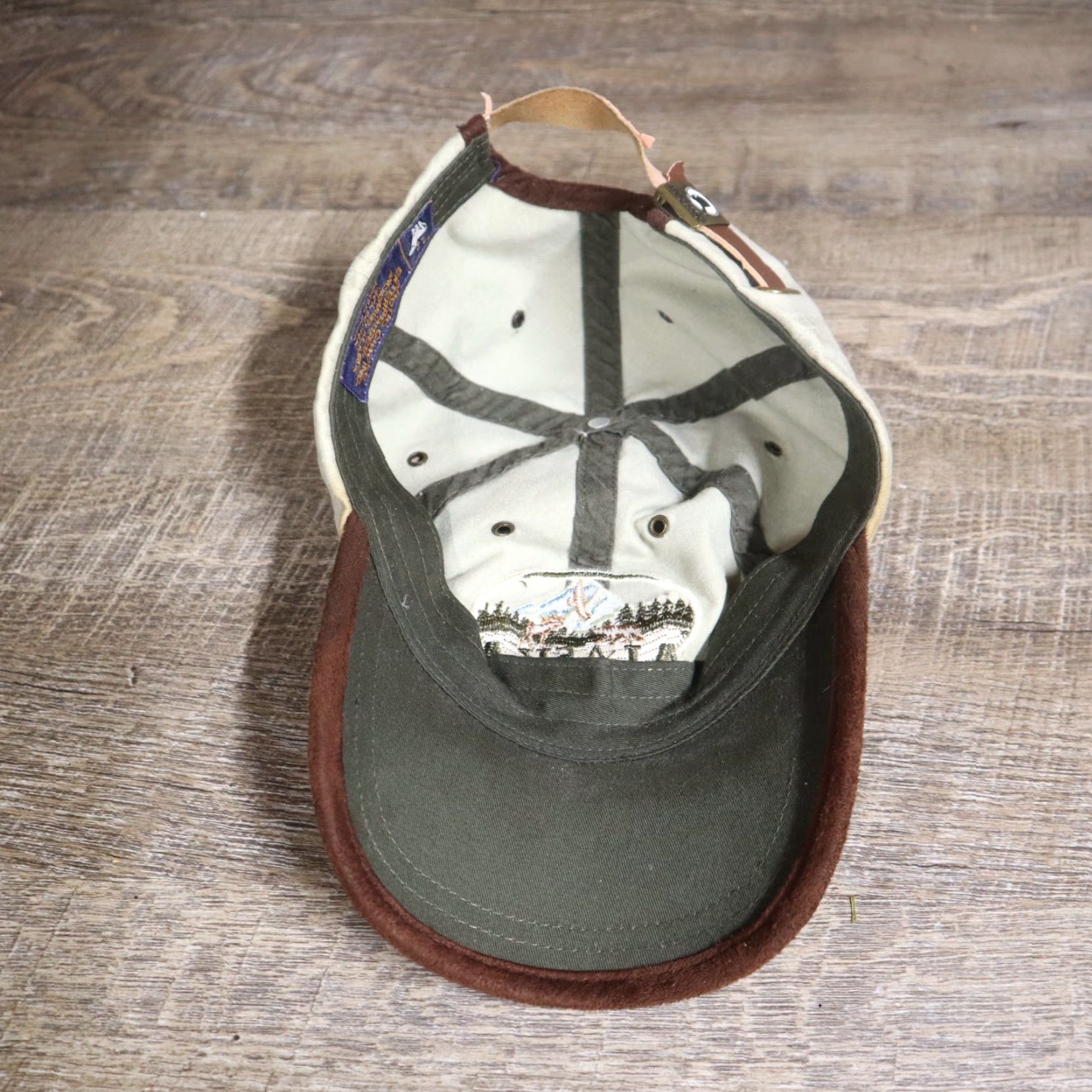 Vintage VINTAGE Alaska To Go Baseball Cap Hat Adjustable Adult Beige Eagle Moose Bear Casual Size ONE SIZE - 7 Thumbnail