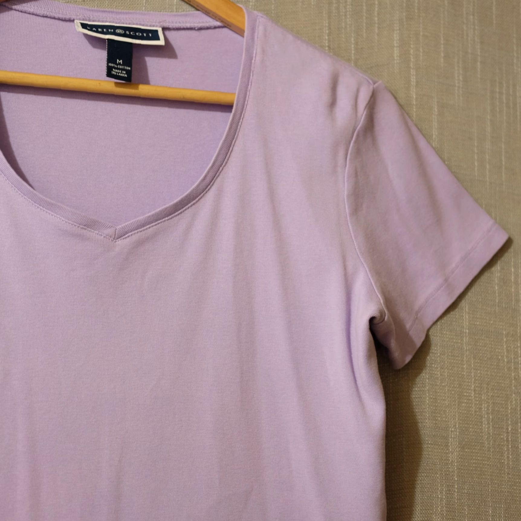 Vintage Karen Scott Shirt Womens M Lilac Short Sleeve Knit Tee 100% Cotton #A6-20 Size 32" / US 10 / IT 46 - 3 Thumbnail
