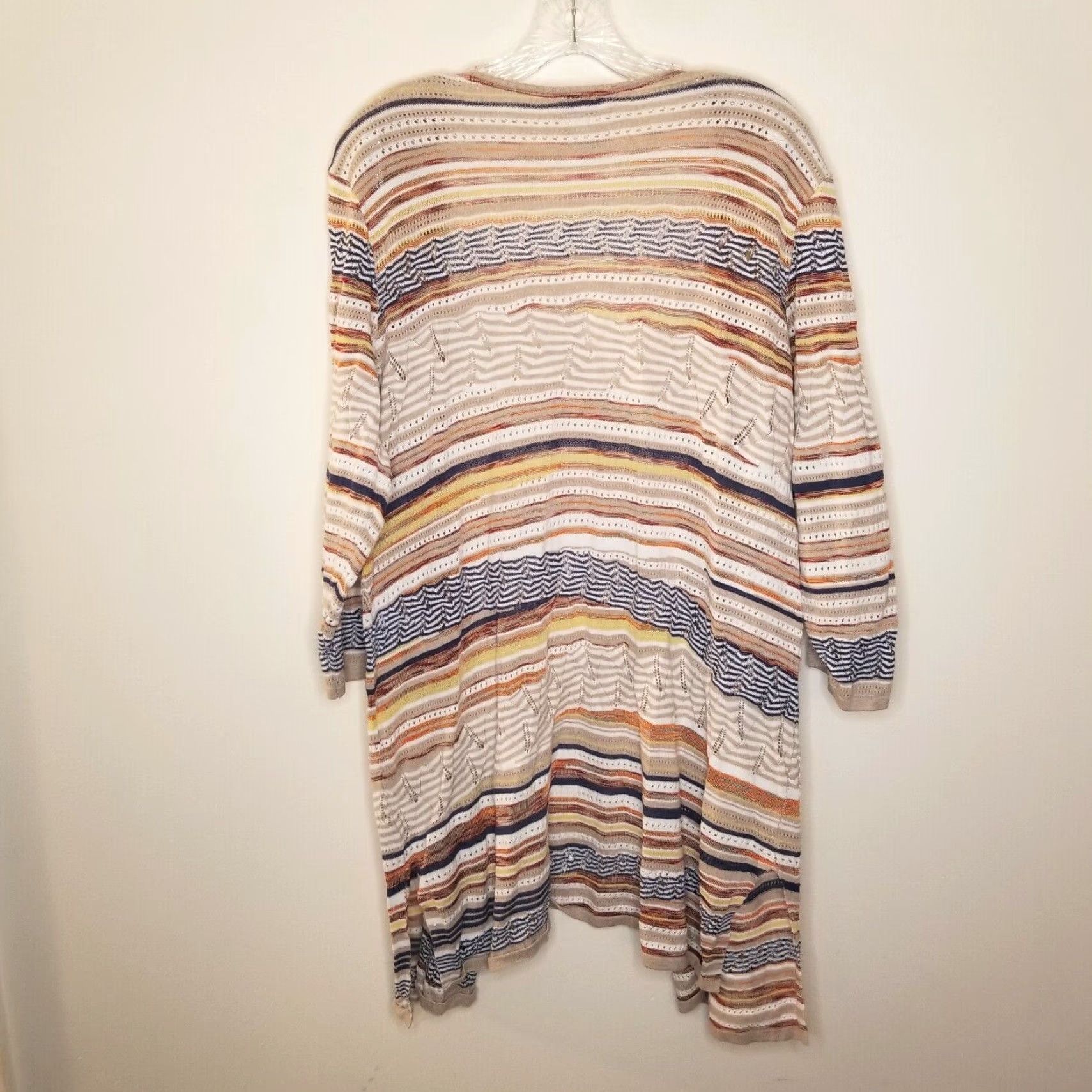 Vintage CHICOS Cardigan Shirt Women 3/4 Sleeve Beige Striped Size 2 Adult Womens Size XS / US 0-2 / IT 36-38 - 4 Thumbnail