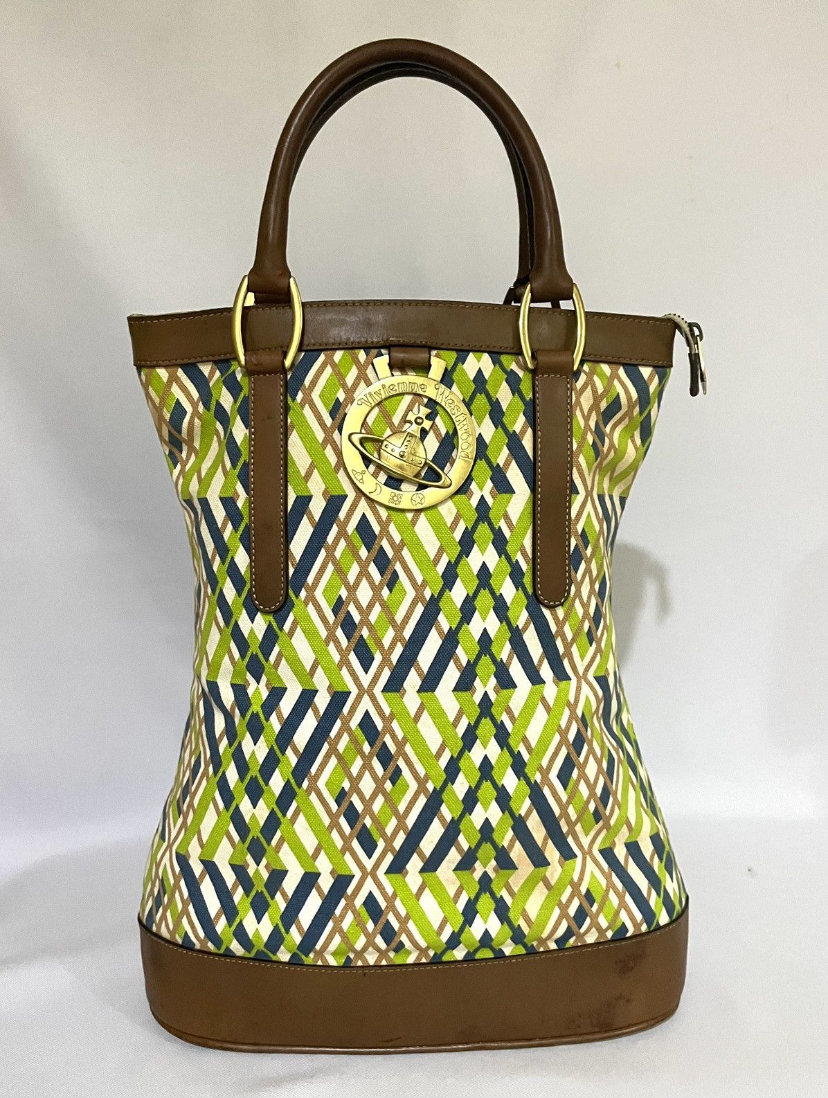 Vivienne Westwood Geometric Print Tote Bag in Green, Women's