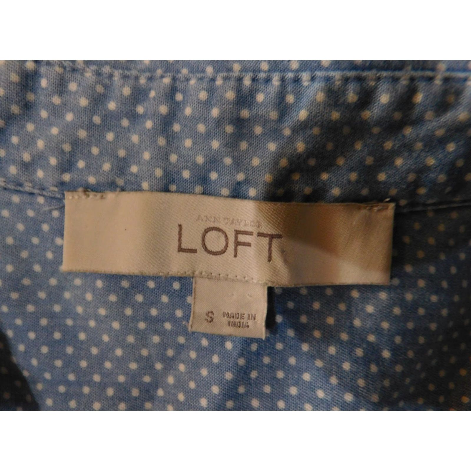 Loft LOFT Blouse Womens Small Blue Sleeveless Polka Dot Collared Button Fr Size S / US 4 / IT 40 - 5 Thumbnail