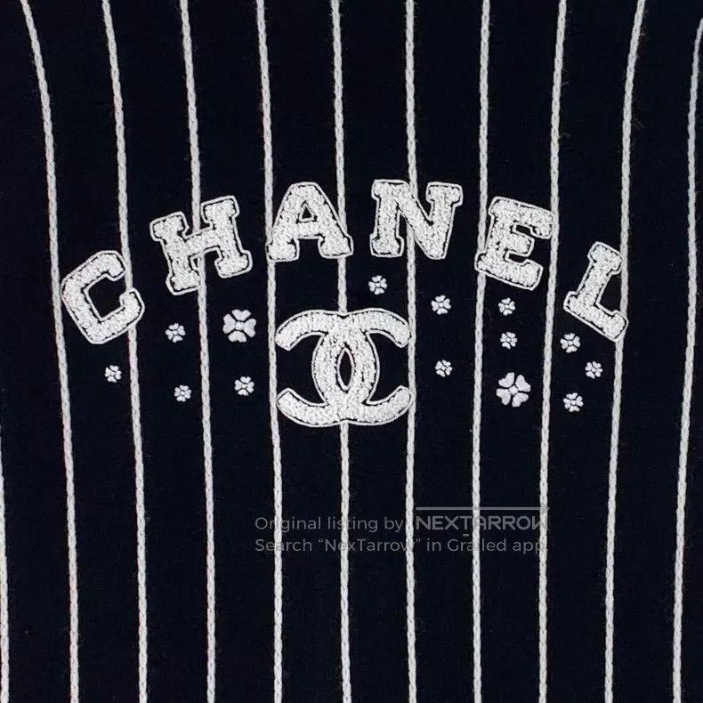 Chanel Chanel 23P black striped cashmere V-neck single-breasted l Size XS / US 0-2 / IT 36-38 - 5 Thumbnail
