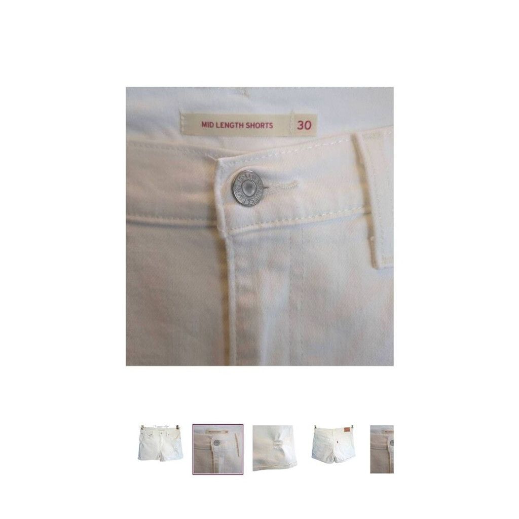 Levi's Levi's Rolled Cuff Mid Shorts White Distressed Denim Size30 Size 30" / US 8 / IT 44 - 6 Thumbnail