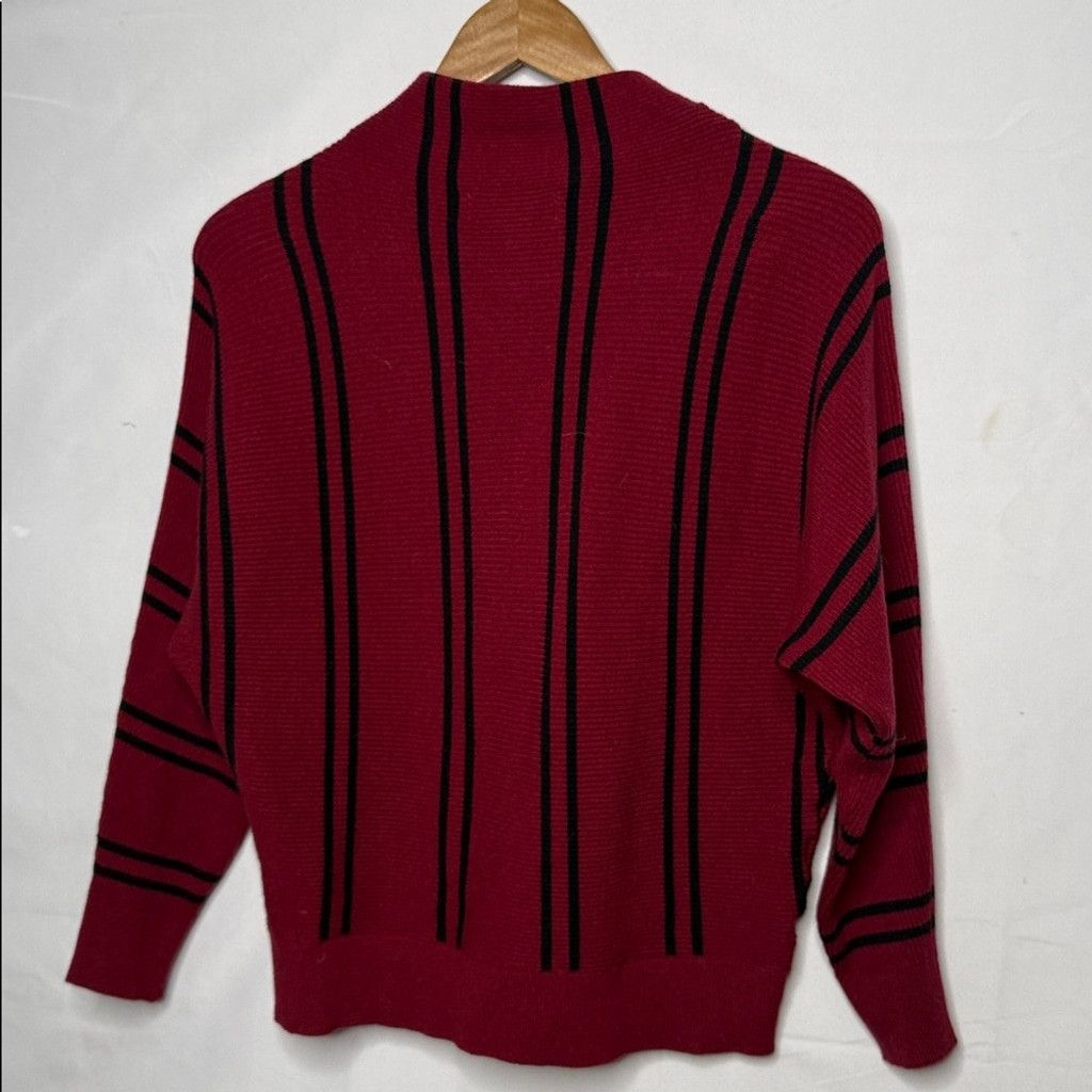 Magaschoni Magaschoni Mock neck Dolman striped red black sweater sz S Size S / US 4 / IT 40 - 5 Thumbnail