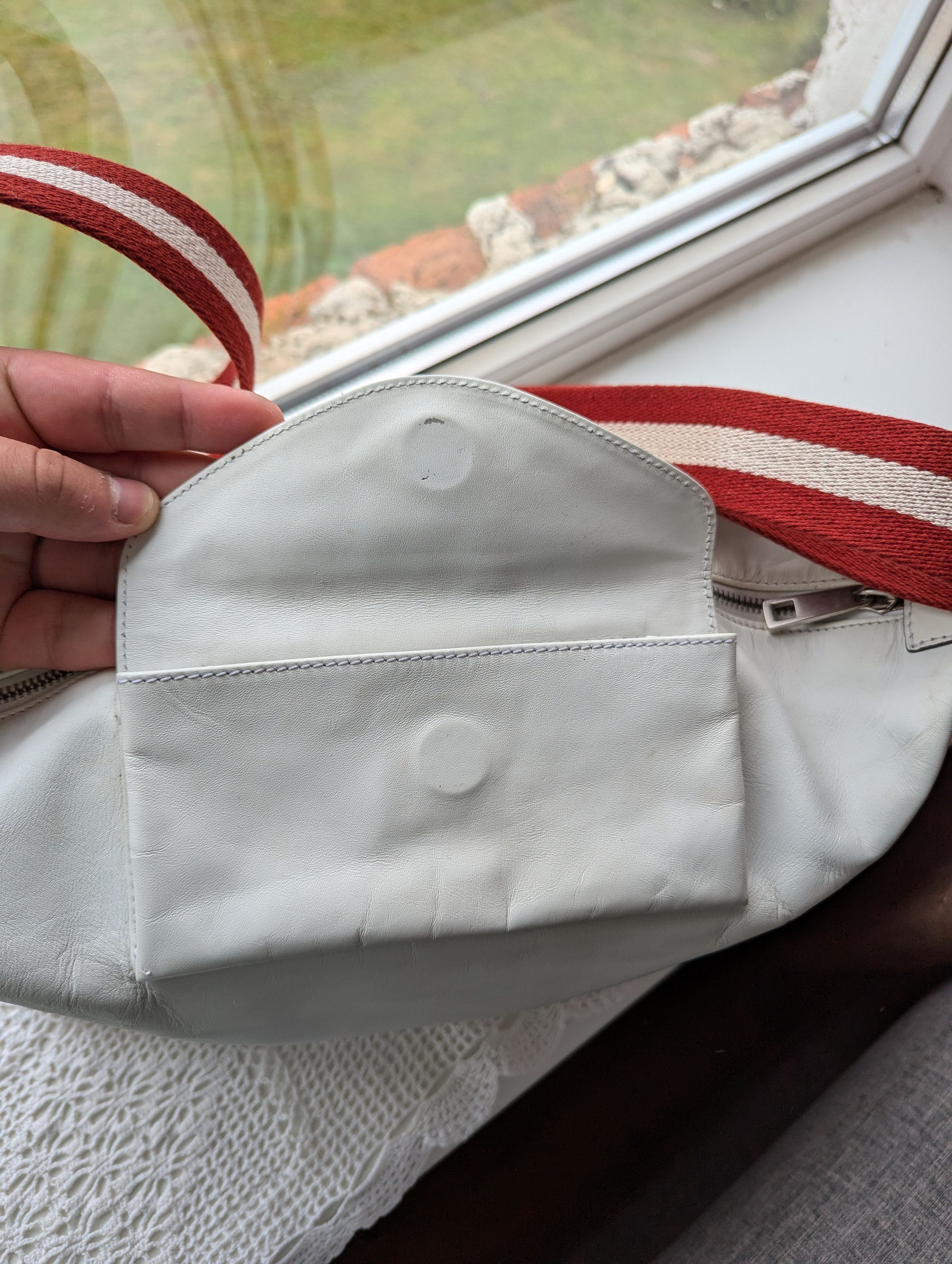 Bally × Vintage Bally White Leather Web Strap 2 Way Bag Shoulder Size ONE SIZE - 3 Thumbnail