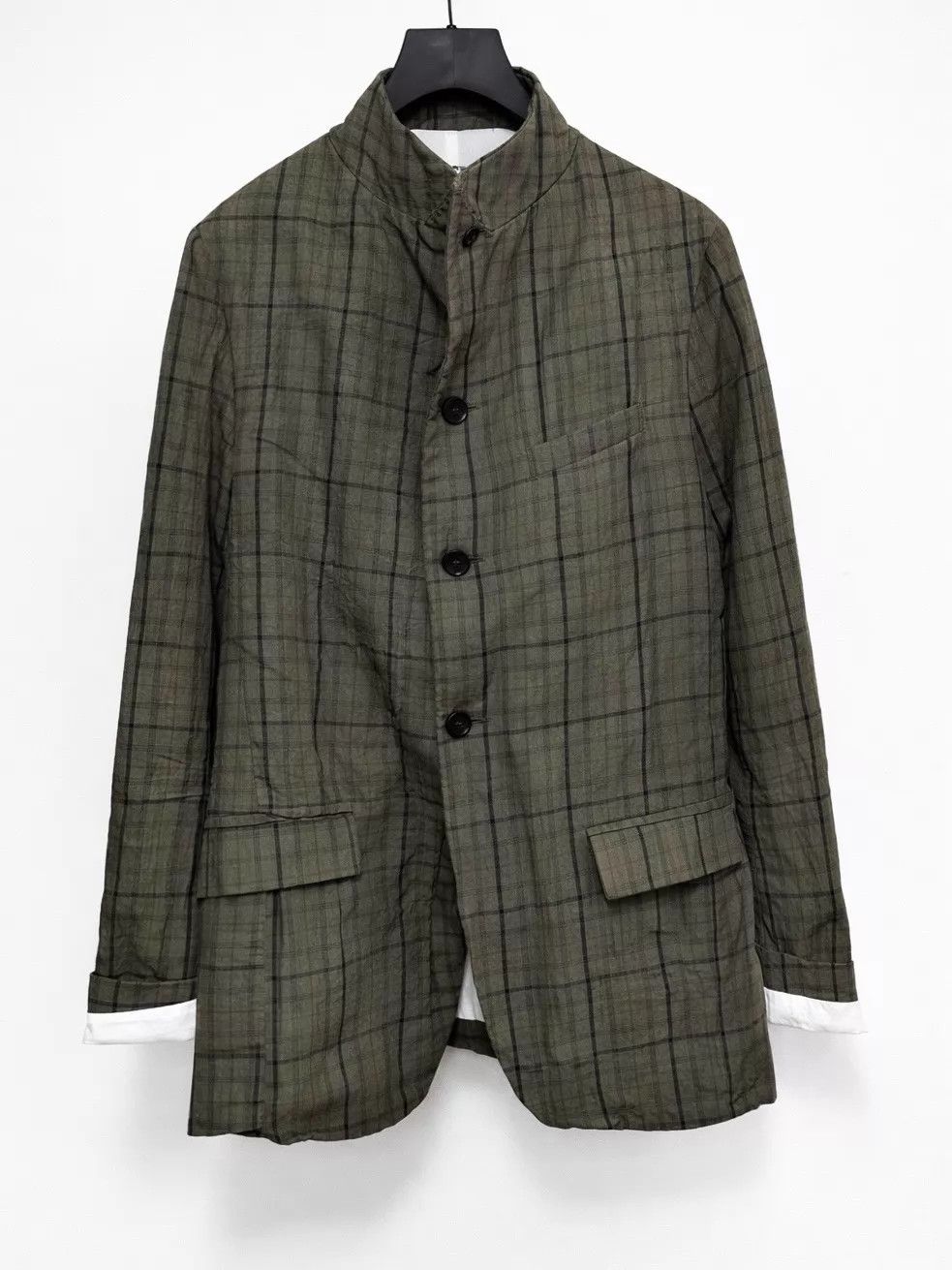 Bergfabel bergfabel gray green check linen blazer 46 Size 46R - 1 Thumbnail