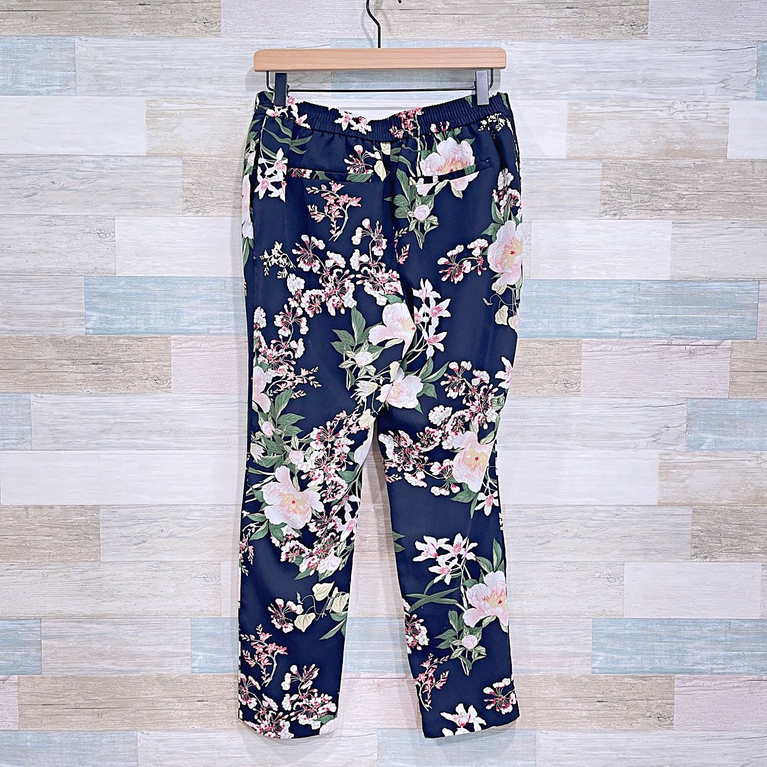 Other CYNTHIA ROWLEY Floral Pull On Trousers Black Elastic Waist M Size 30" / US 8 / IT 44 - 3 Thumbnail