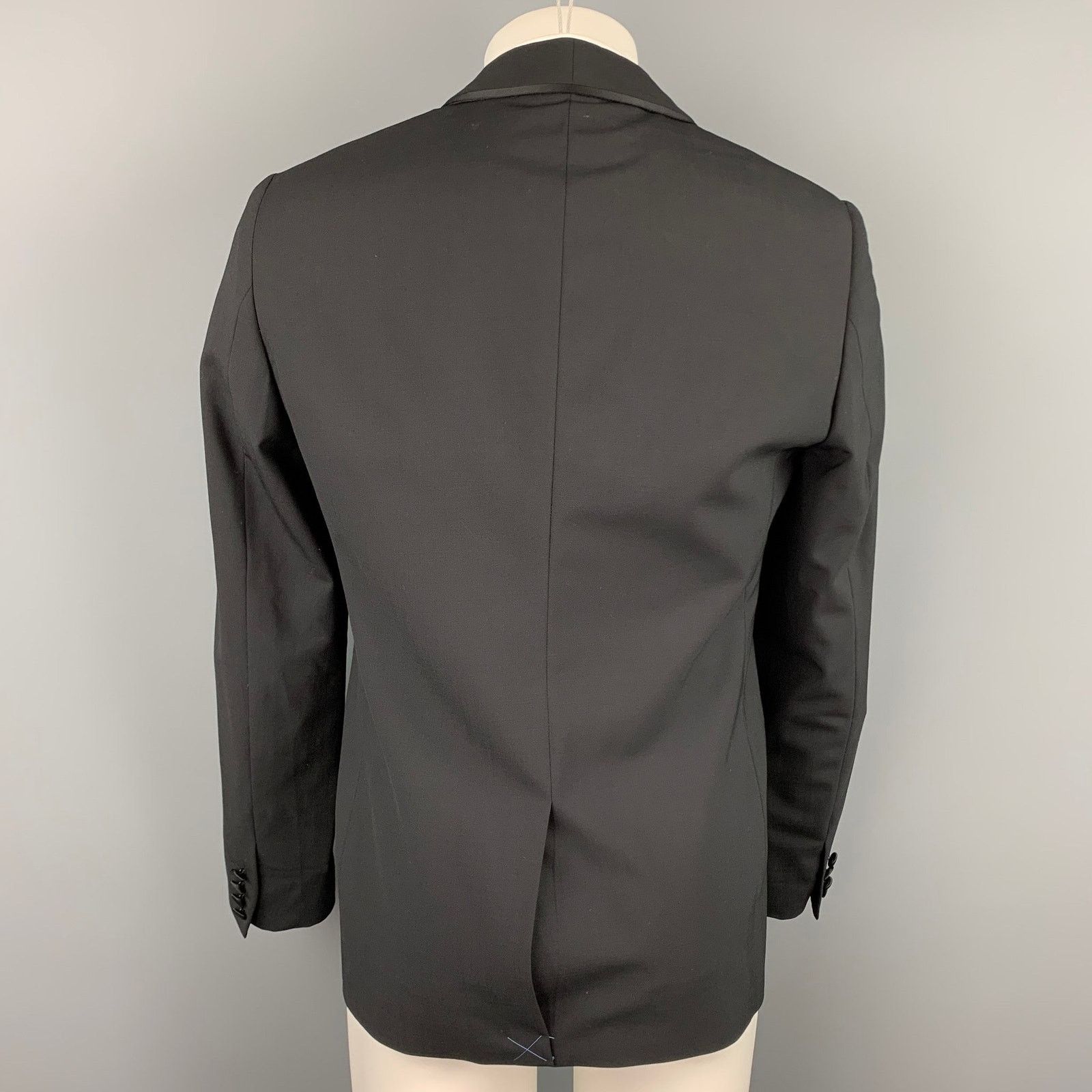 Lanvin Size 40 Black Wool / Lycra Shawl Lapel Tuxedo Sport Coat Size 40R - 4 Thumbnail