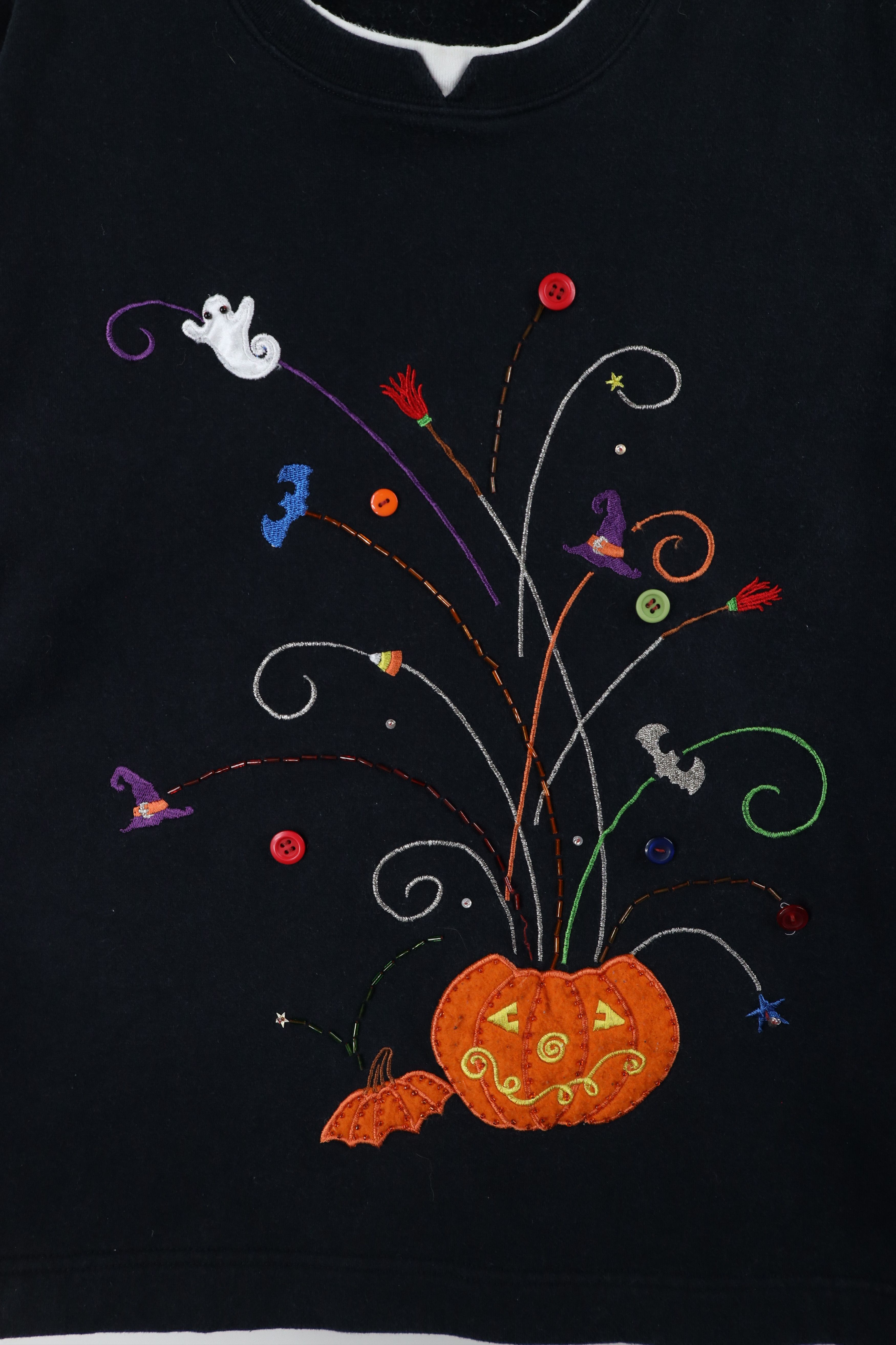 Vintage Vintage 90s Streetwear Halloween Pumpkin Witch Sweatshirt Size XL / US 12-14 / IT 48-50 - 4 Thumbnail