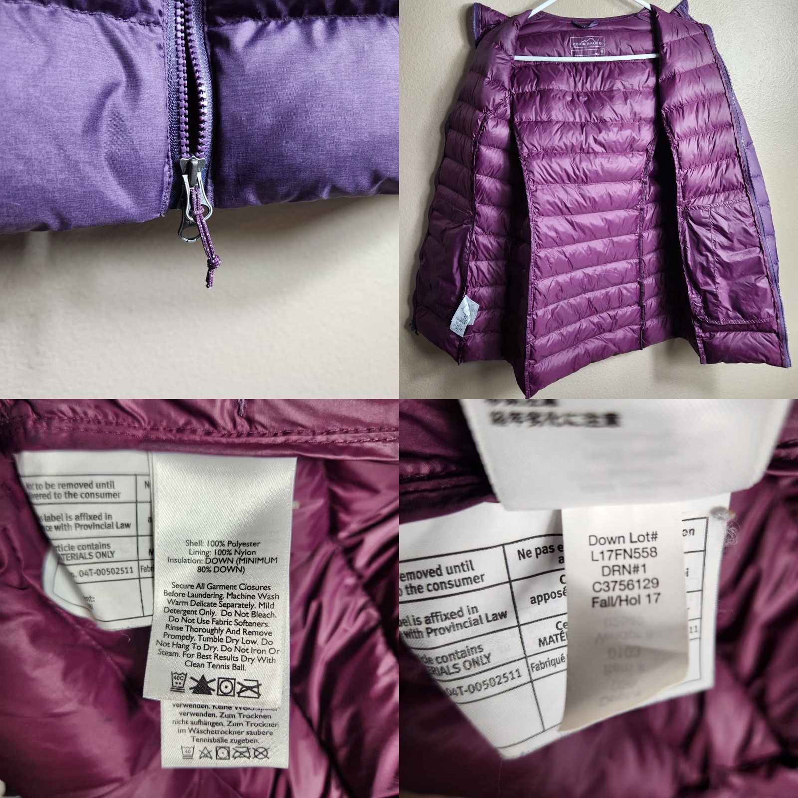Eddie Bauer VINTAGE Eddie Bauer Womens Plum Purple Channeled Down Hooded Parka XS Coat Womens Parka Down Hooded Size XS / US 0-2 / IT 36-38 - 8 Thumbnail