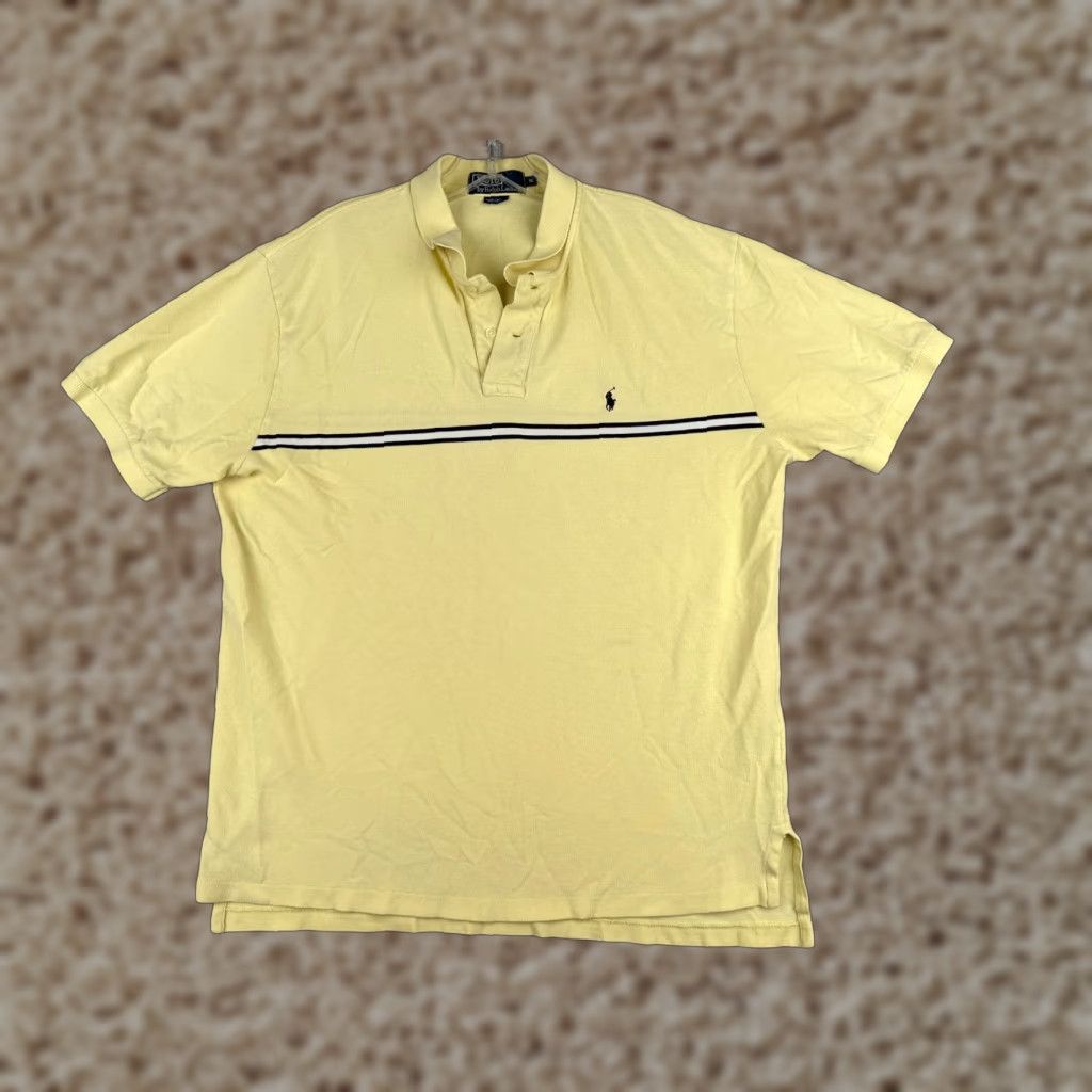 Ralph Lauren VINTAGE Ralph Lauren Polo Shirt Men XL Yellow 100% Cotton Read Size US XL / EU 56 / 4 - 1 Thumbnail