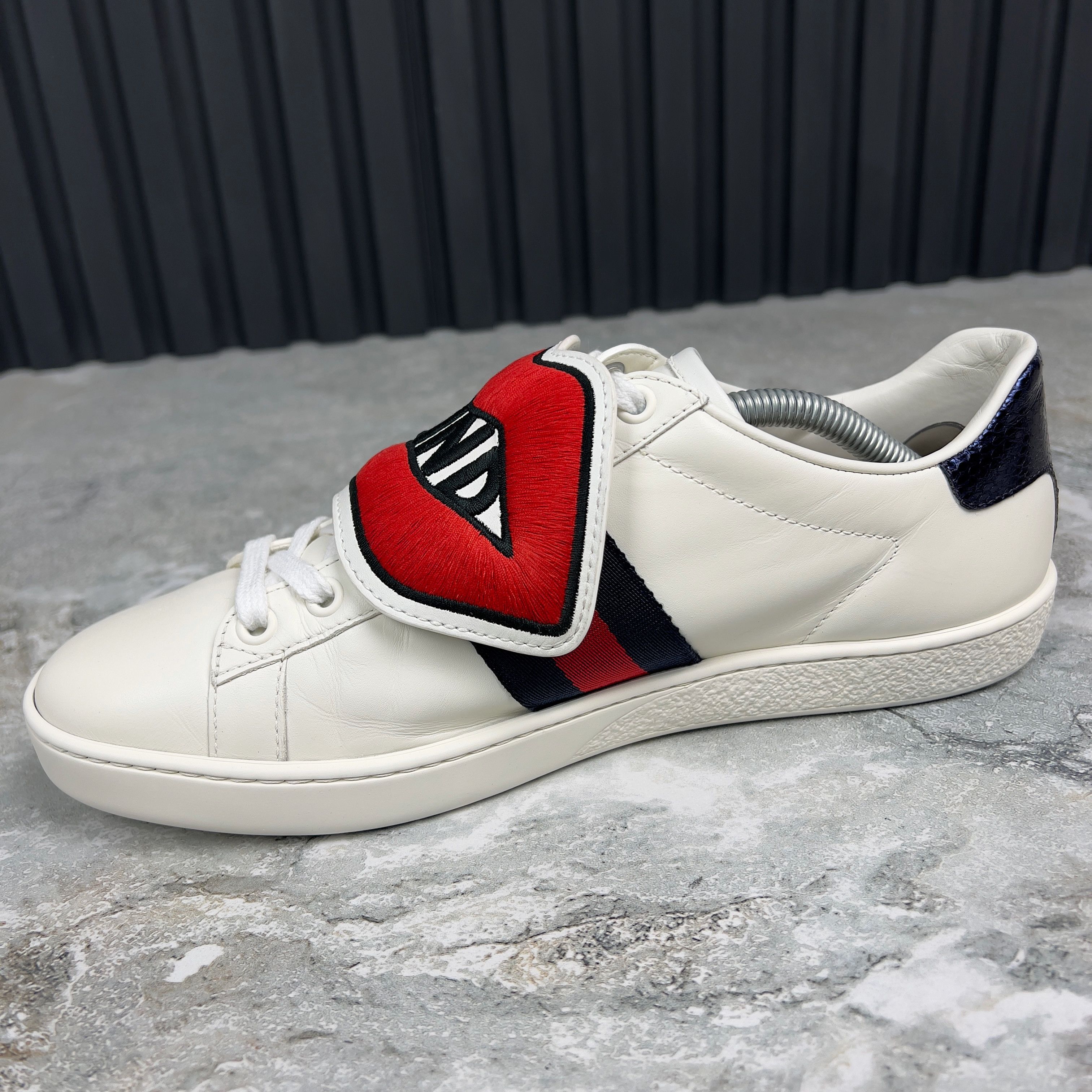 Gucci Ace Sneakers Blind For Love Patch Web Leather Size US 8 / IT 38 - 4 Thumbnail