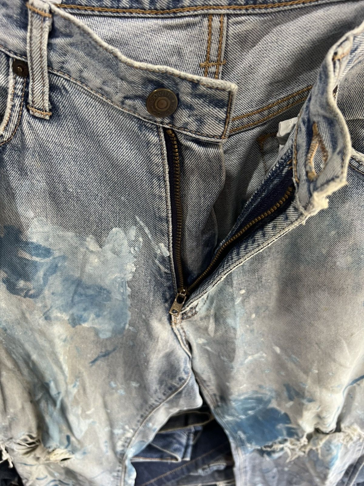 If Six Was Nine 🔥Rare Vintage Edwin Paint Splash Distressed Denim Size US 32 / EU 48 - 12 Thumbnail