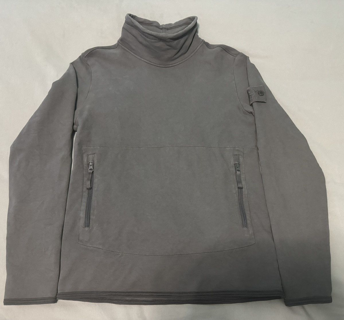 image of Stone Island Garment Dyed Ghost Mock Neck Sweat in Grey, Men's (Size Small)