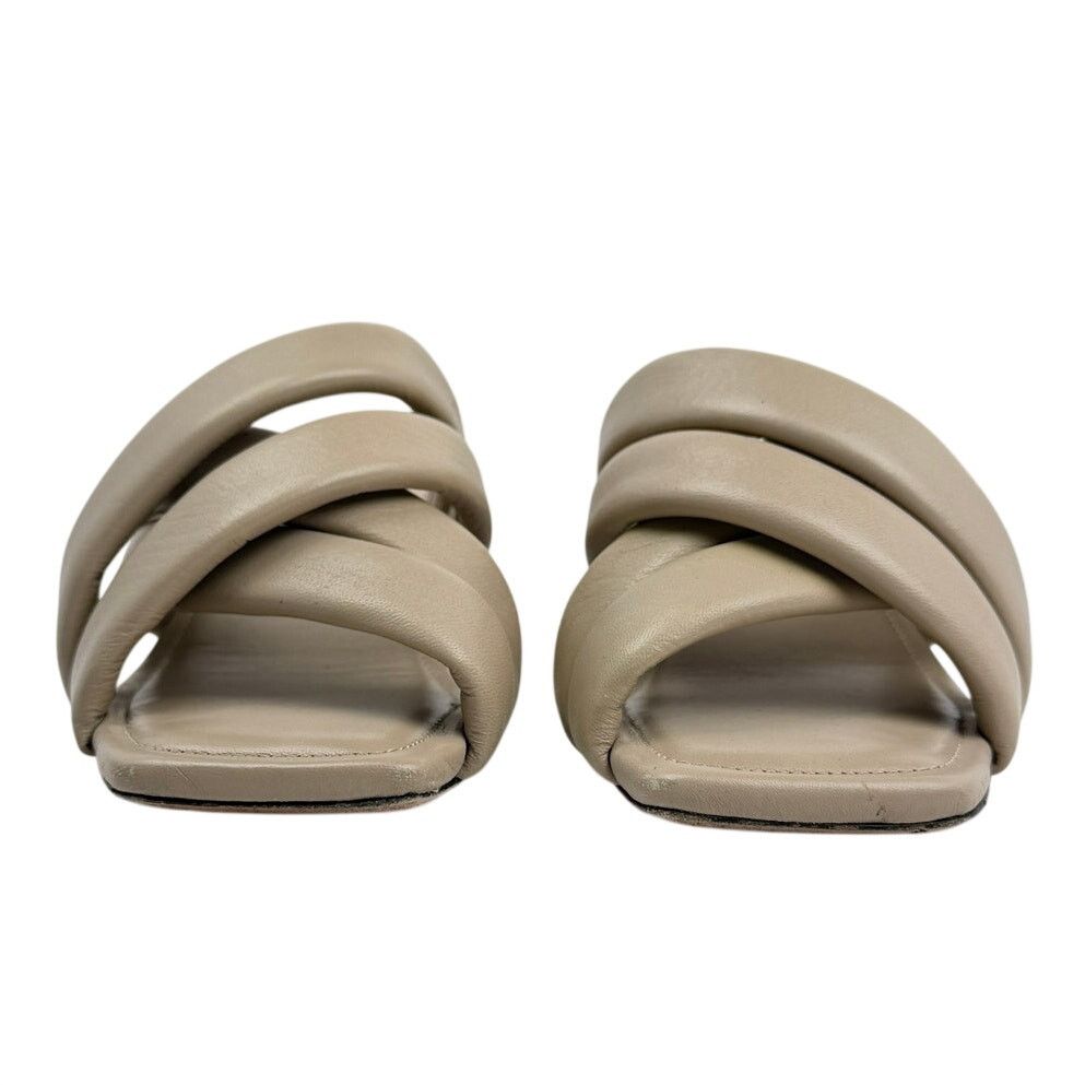 Anine Bing ANINE BING Leather Crossover Strap Mule Heels 'Cade' Beige Size US 7 / IT 37 - 3 Thumbnail
