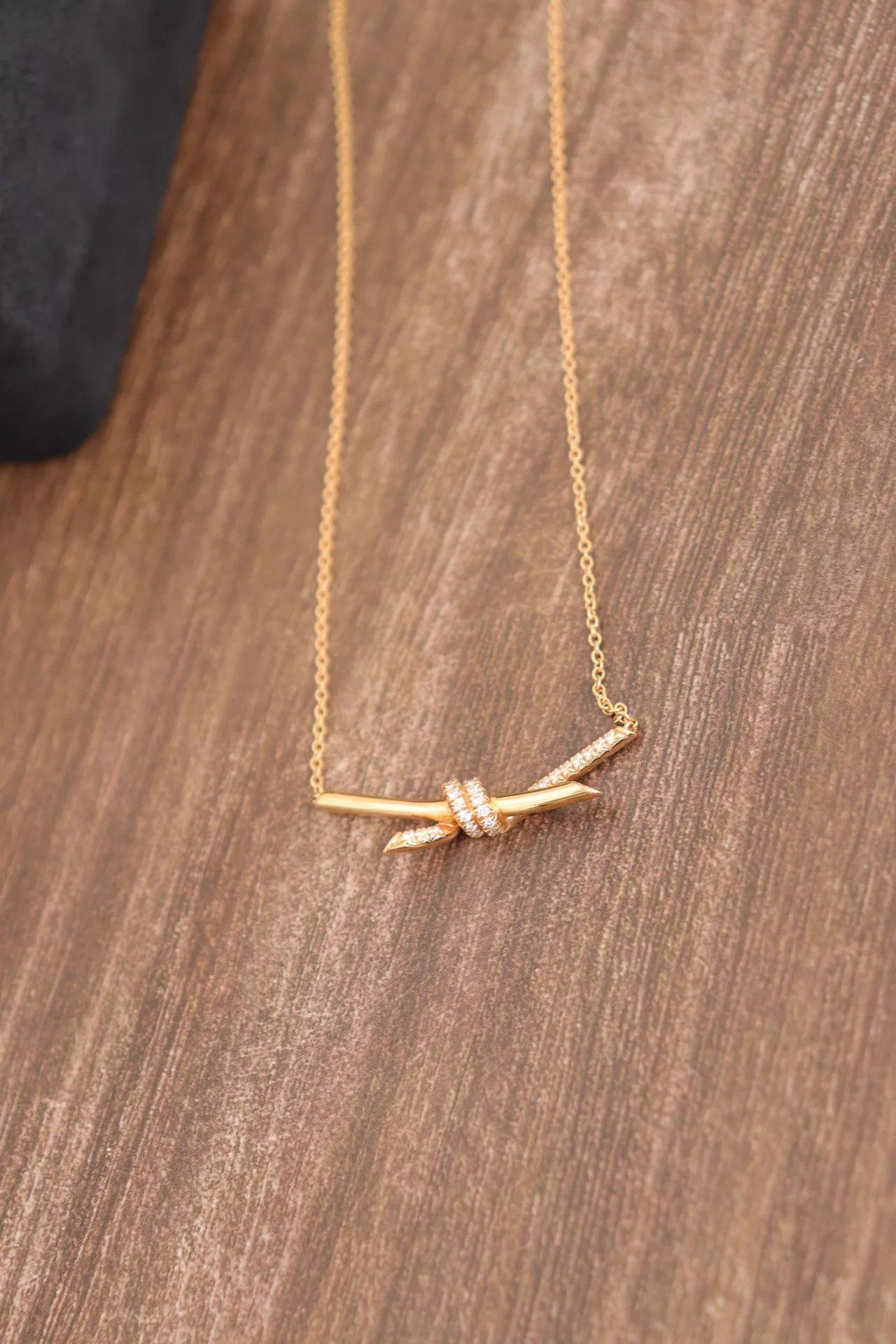 Tiffany & Co. Tiffany Kont 18K RG Half-Diamond Necklace 42.5 4 w/box Size ONE SIZE - 3 Thumbnail