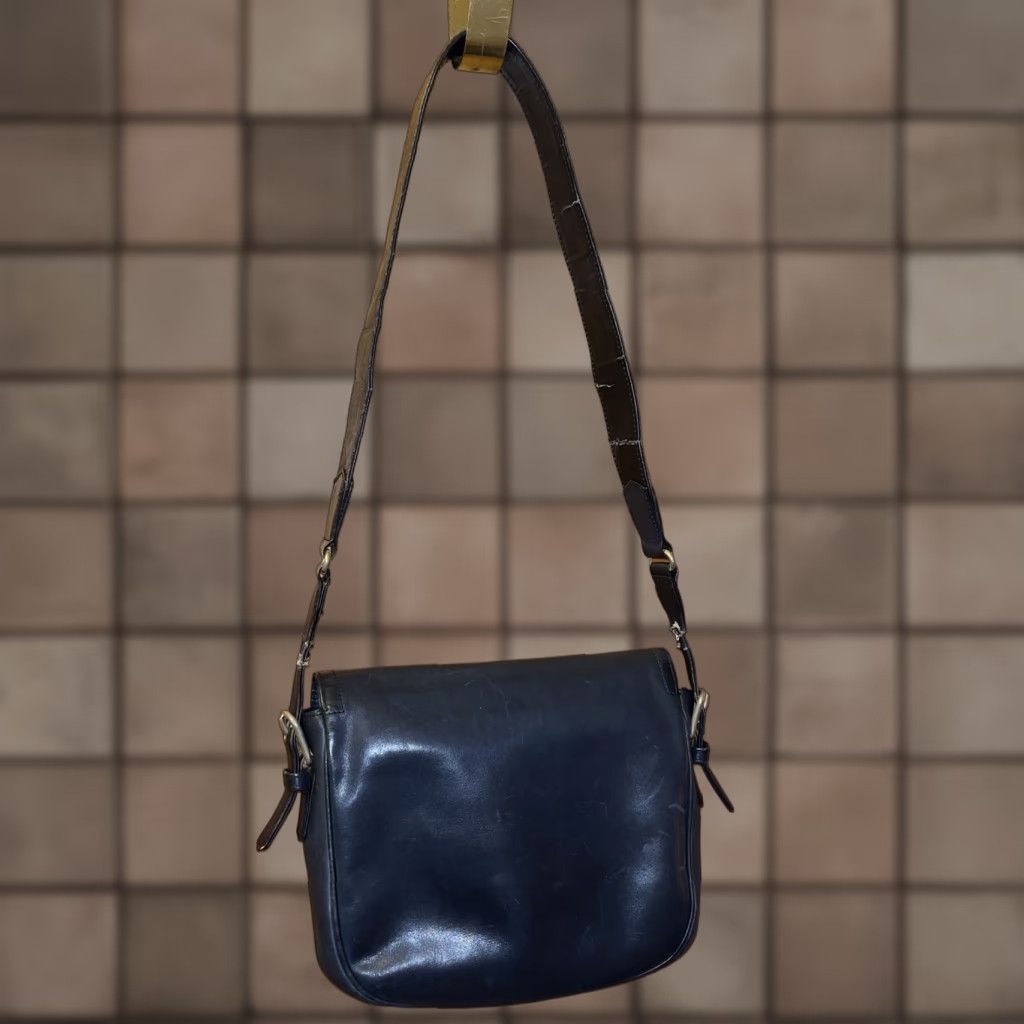 Yves Saint Laurent VINTAGE Yves Saint Laurent Dark Blue Leather Purse Made In Paris Satchel/Top Handle Bag Women Medium Size ONE SIZE - 1 Thumbnail