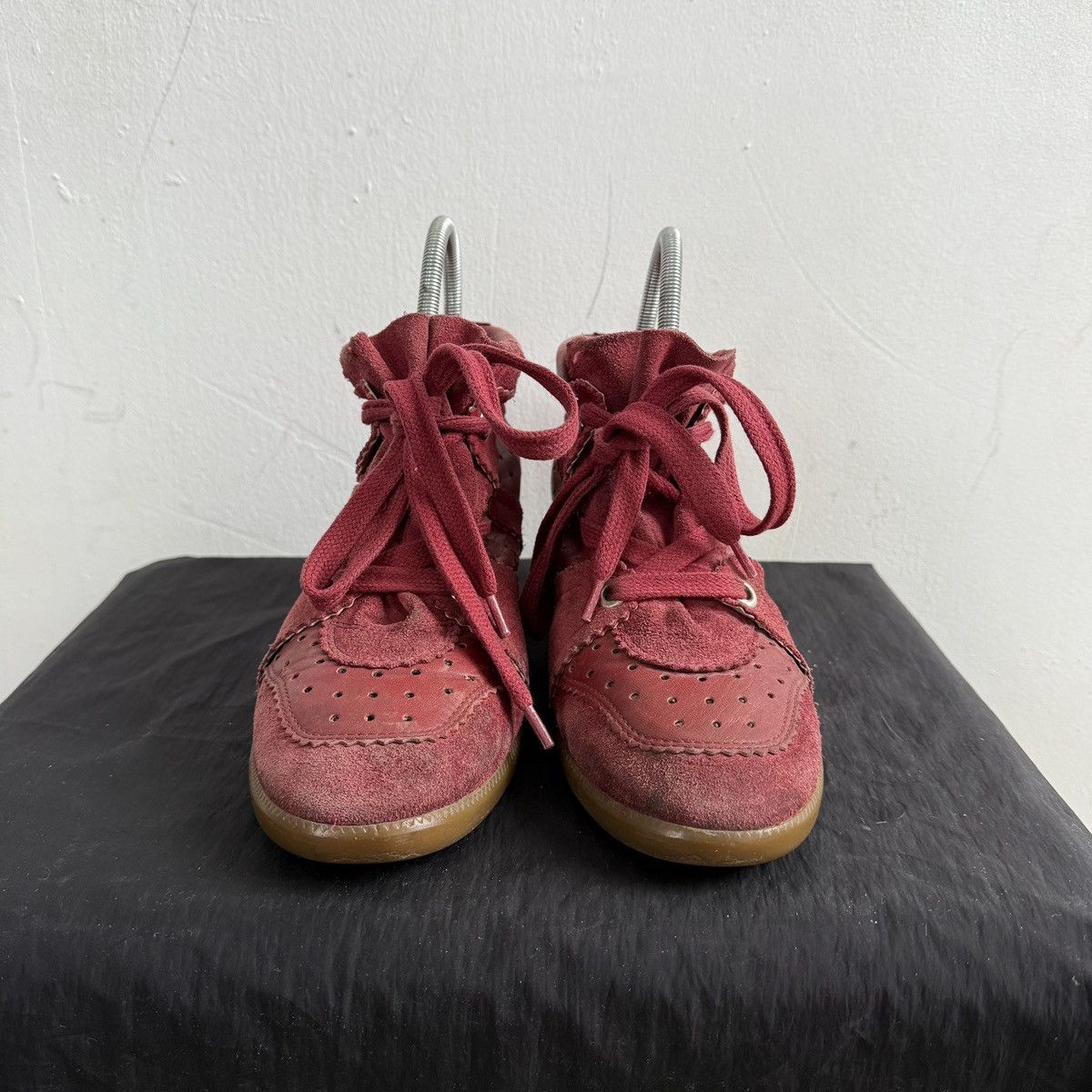 Isabel Marant Etoile Isabel Marang Wedge Red Suede Sneakers Size US 7 / IT 37 - 5 Thumbnail