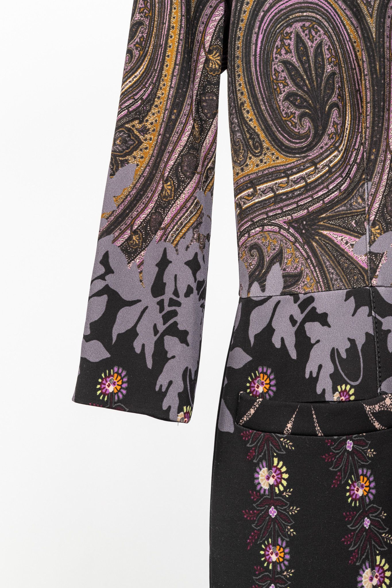 Etro Etro Purple & Black Paisley & Floral Jersey Midi Dress Size S / US 4 / IT 40 - 5 Thumbnail
