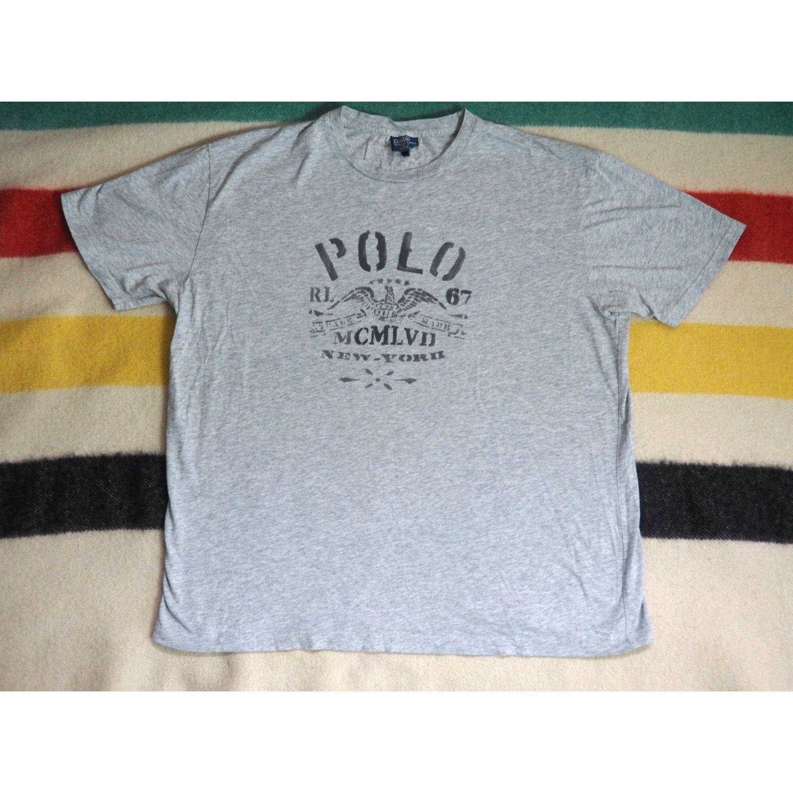 Polo Ralph Lauren VTG 90s Polo Ralph Lauren Stencil Military Logo Heather Gray Tee Shirt Mens L Size US L / EU 52-54 / 3 - 2 Thumbnail