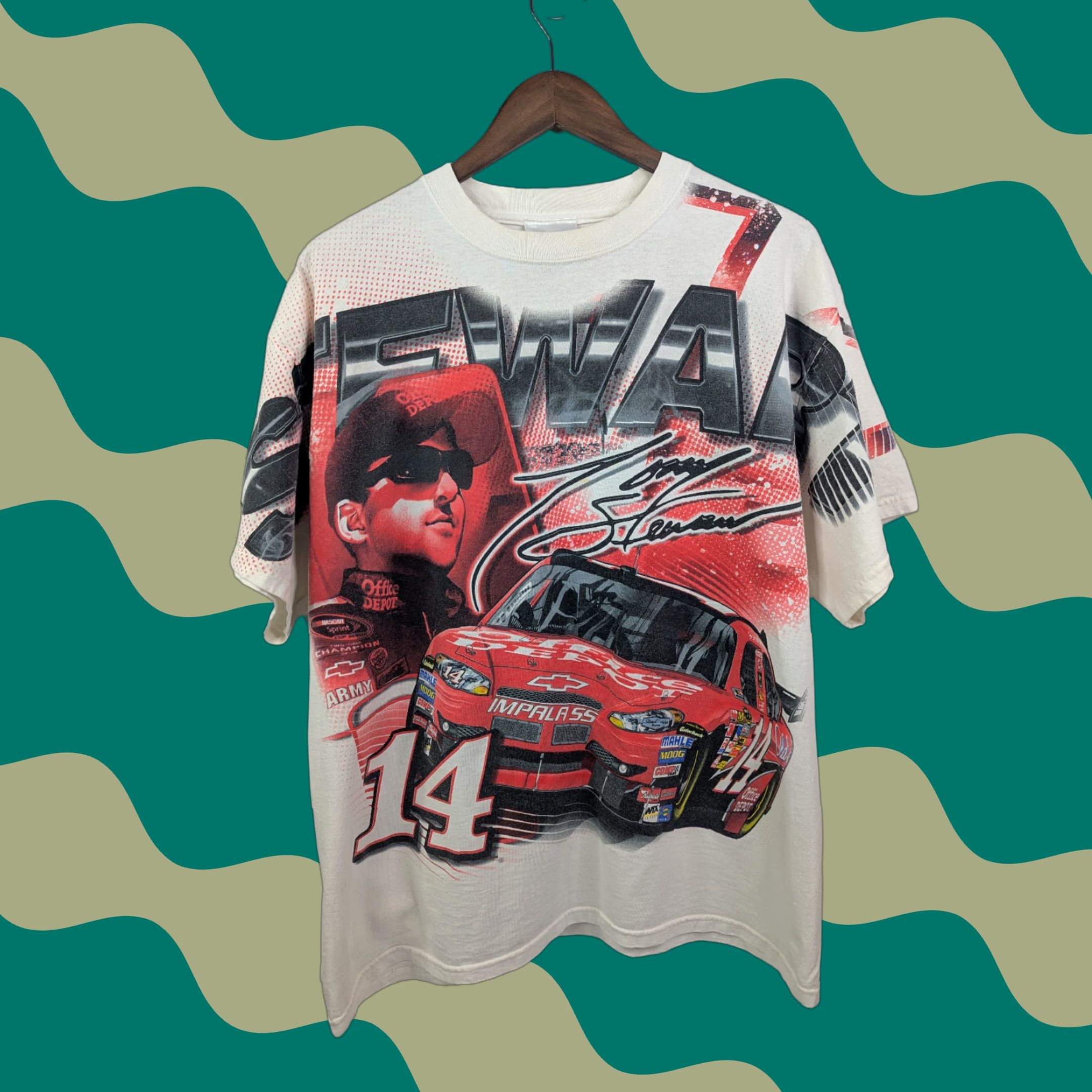 Chase Authentics Tony Stewart #14 Nascar Stewart Haas Racing T-Shirt XL AOP Double Sided Mens White 90s Vintage Best Sellers Size US XL / EU 56 / 4 - 1 Thumbnail
