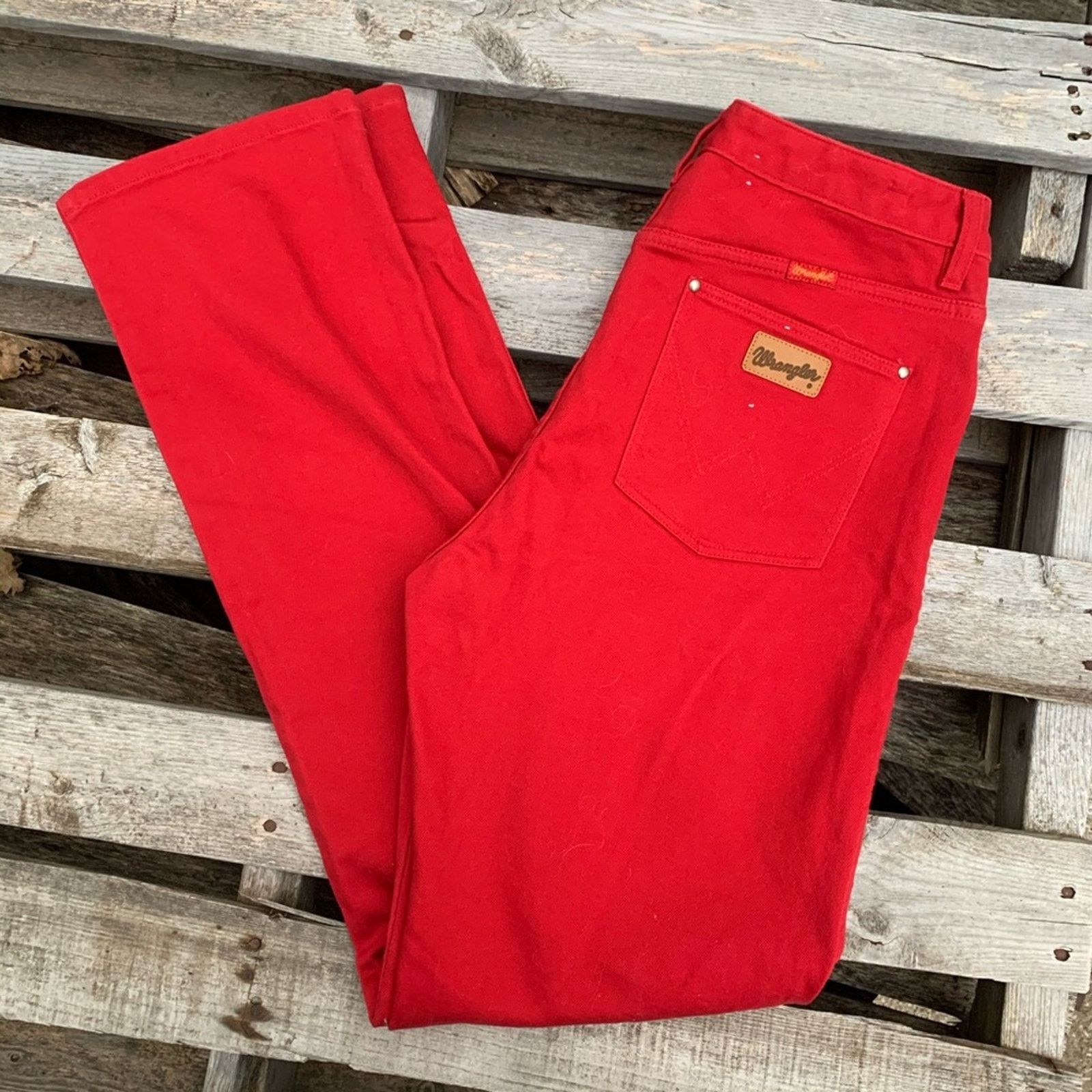 image of Vintage Ladies Wrangler Jeans Red Taper Ankle 13/14X34, Women's (Size 36)