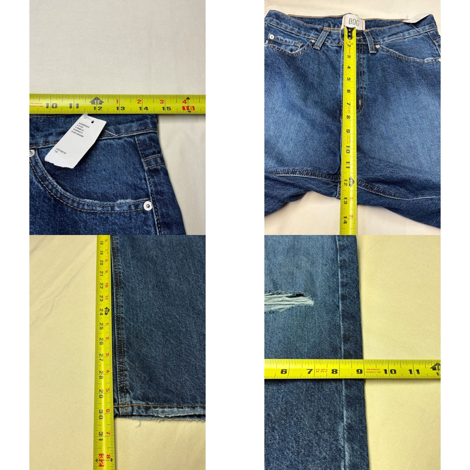 Bdg BDG Cowboy Jeans Denim Dark Wash High Rise Wide-Leg Distressed 28X30 Womens 5-Pocket Belt Leather Patch 100% Cotton Jeans | Cowboy, 90s Size 28" / US 6 / IT 42 - 9 Thumbnail