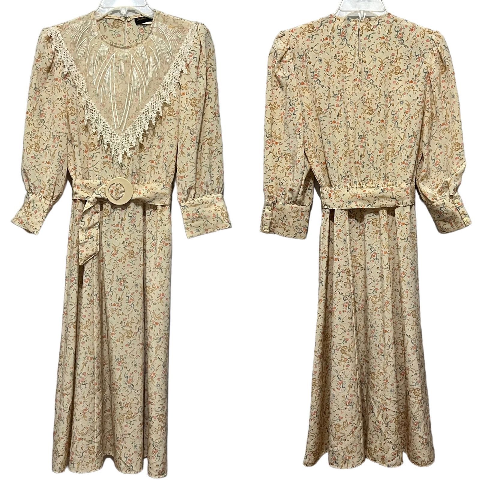 Vintage Vintage 80’s Lace Collar Floral Print Dress Cottagecore 3/4 Size S / US 4 / IT 40 - 1 Thumbnail