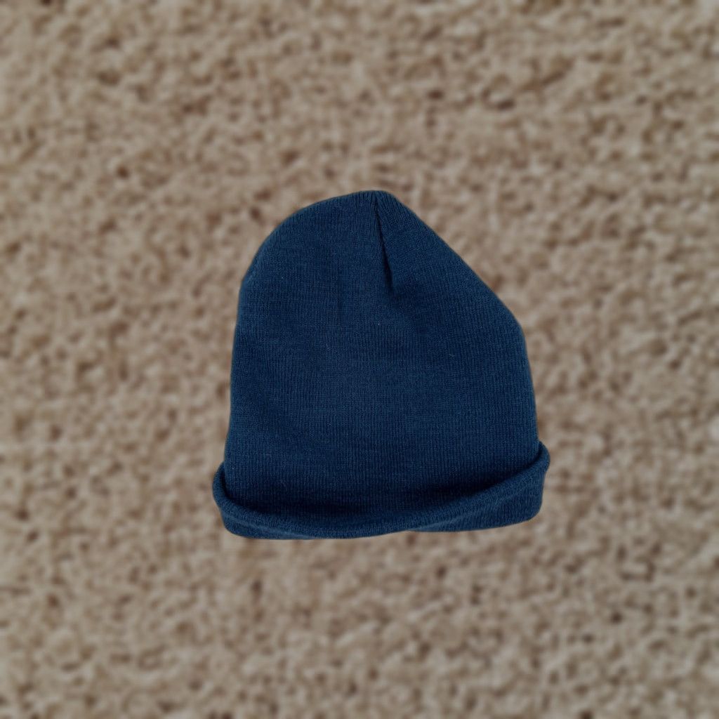 Vintage AMERICAS Turkey Trot Beanie Toque Adult One Size Blue Knit 100% Acrylic Snow Ski Hat/Cap Mens Beanie - Running Man Pattern Striped Ski Theme Size ONE SIZE - 1 Thumbnail