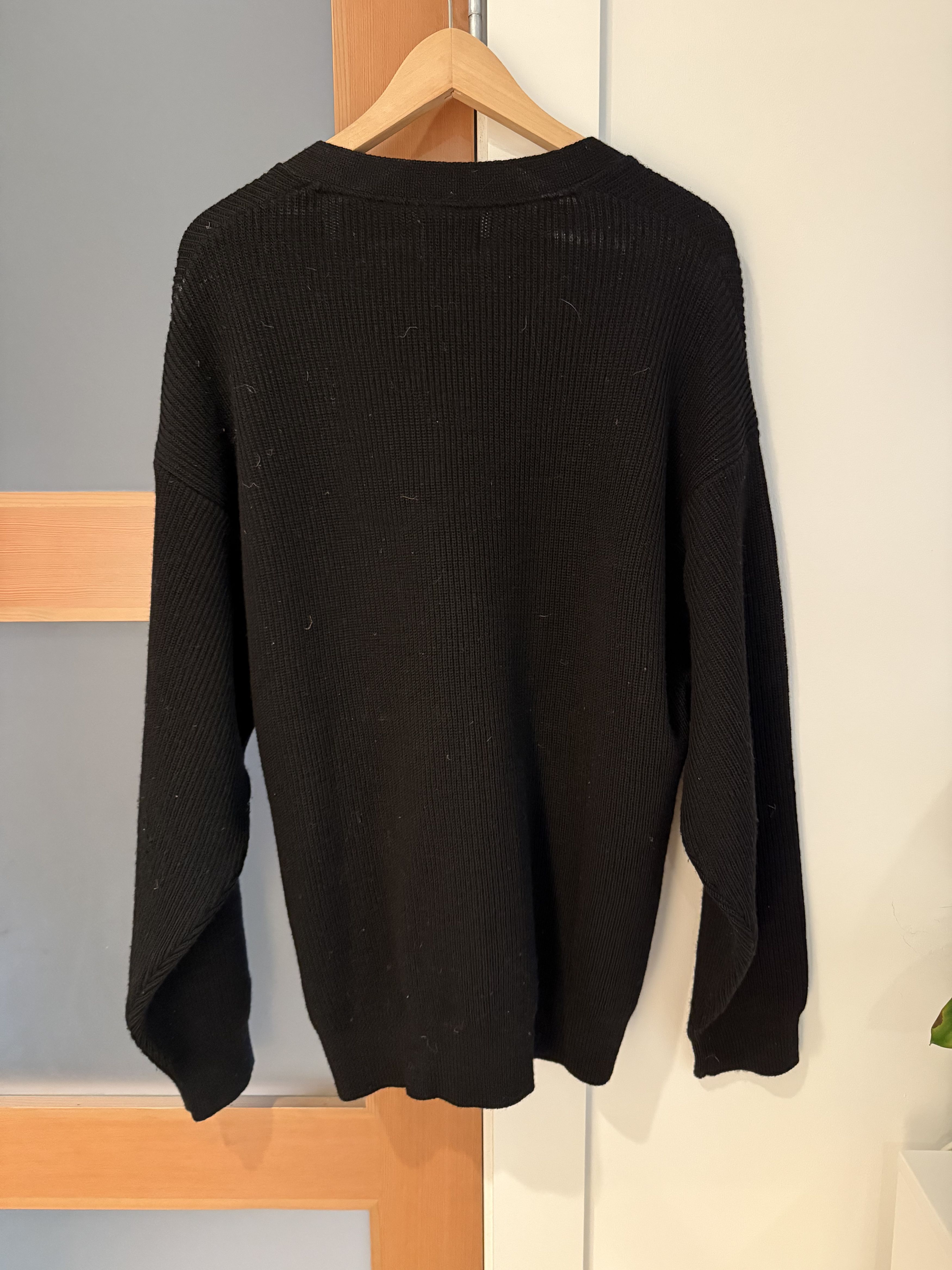 Japanese Brand EVCON Black Wool Knit Cardigan Size US L / EU 52-54 / 3 - 2 Thumbnail
