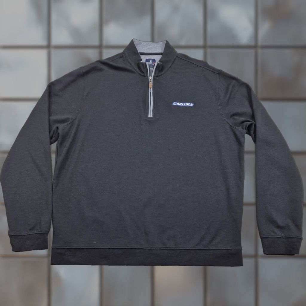 johnnie-O johnnie-O Pullover Mens XL Black 1/4 Zip Mock Neck Logo Sweatshirt Size US XL / EU 56 / 4 - 1 Thumbnail