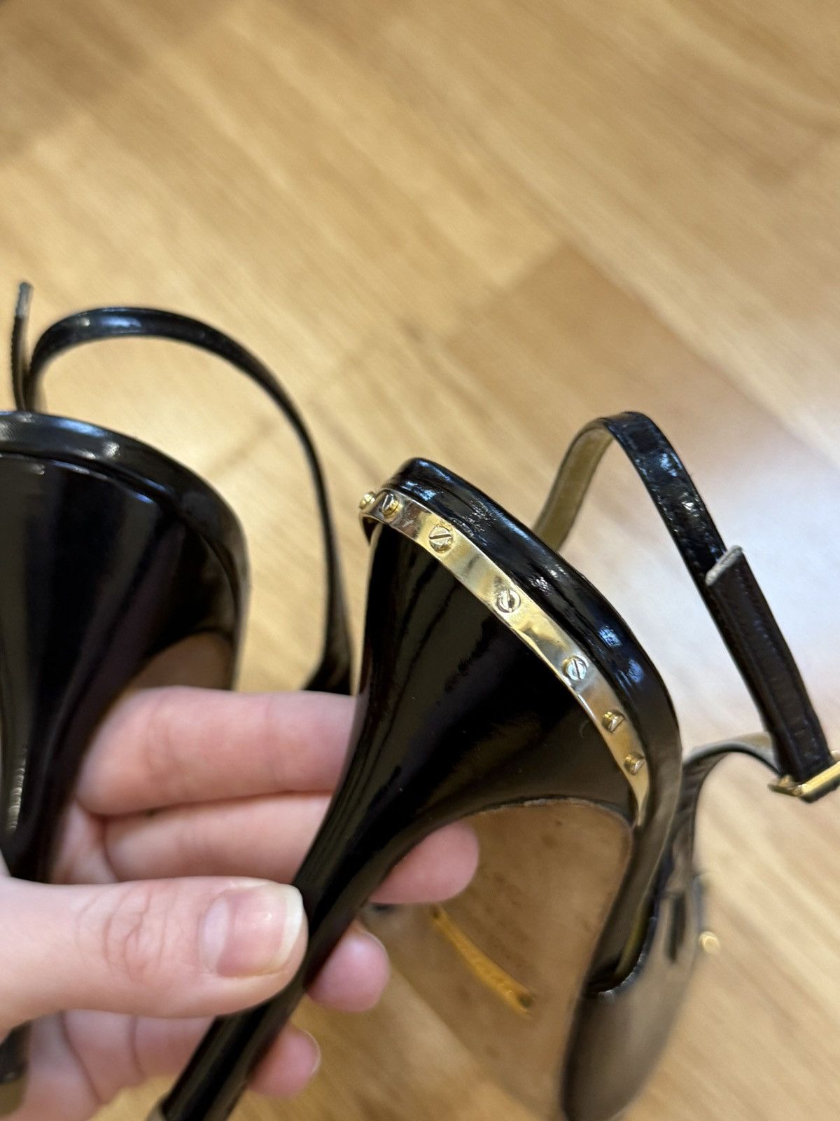 Dolce & Gabbana Vintage 00s Dolce & Gabbana Runway Heels Gold Back Detail Size US 9 / IT 39 - 6 Thumbnail