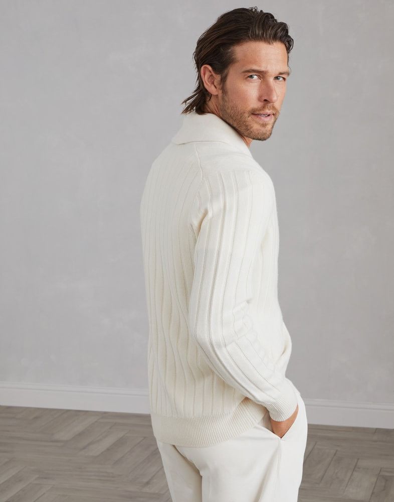 Brunello Cucinelli o1w1db10825 Cashmere Cardigan in White Size US L / EU 52-54 / 3 - 4 Thumbnail