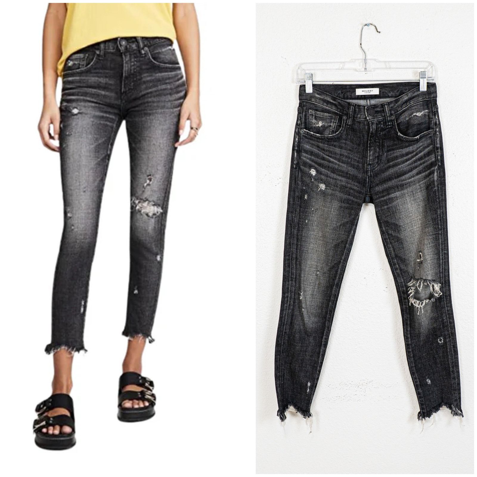 MOUSSY Moussy Vintage Glendele Distressed Cropped Skinny Jeans Size 24" / US 00 / IT 34 - 1 Thumbnail
