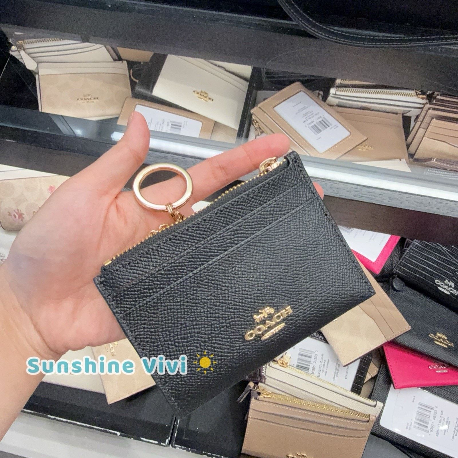 Coach NWT Coach Skinny ID Key Ring Leather Card Case Black 88250 Size ONE SIZE - 4 Thumbnail
