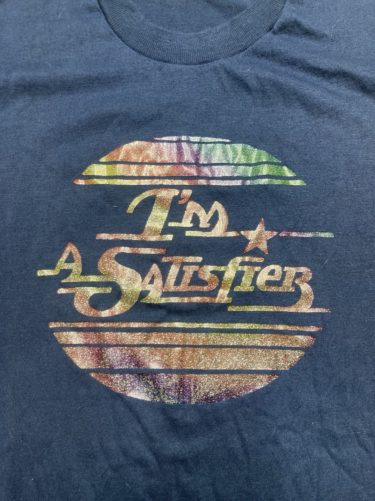 Vintage 70s graphic t shirt I’m a satisfier glitter single stitch L Size US L / EU 52-54 / 3 - 2 Thumbnail