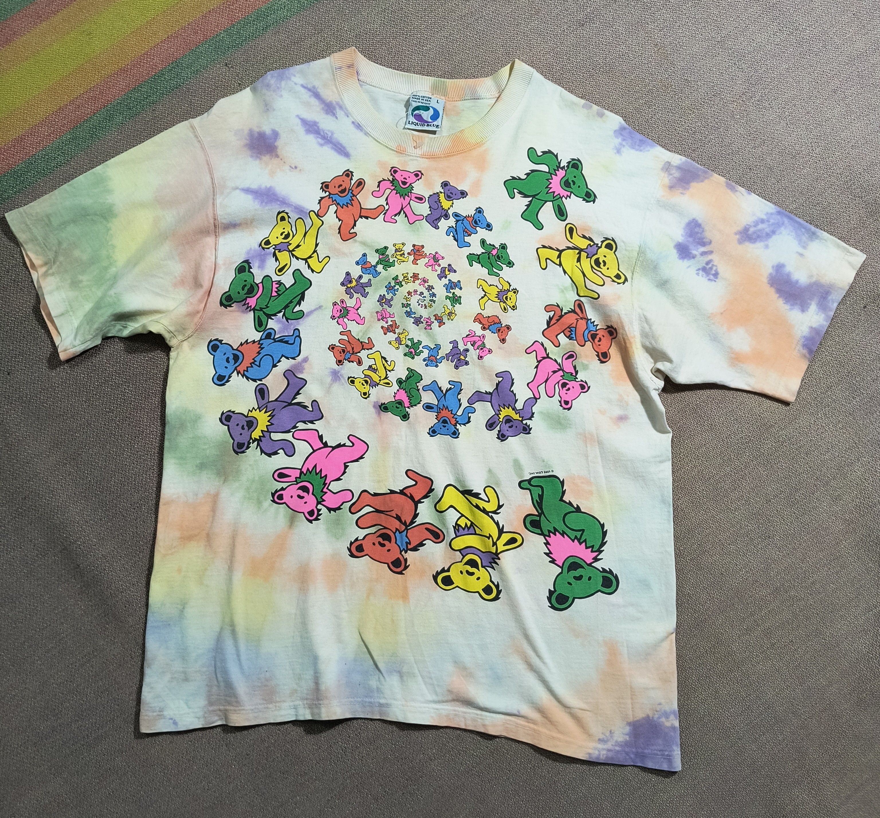 Band Tees Vintage Liquid Blue Greatful Dead Spiral Bears Tie-Dye 1995 Size US L / EU 52-54 / 3 - 2 Thumbnail