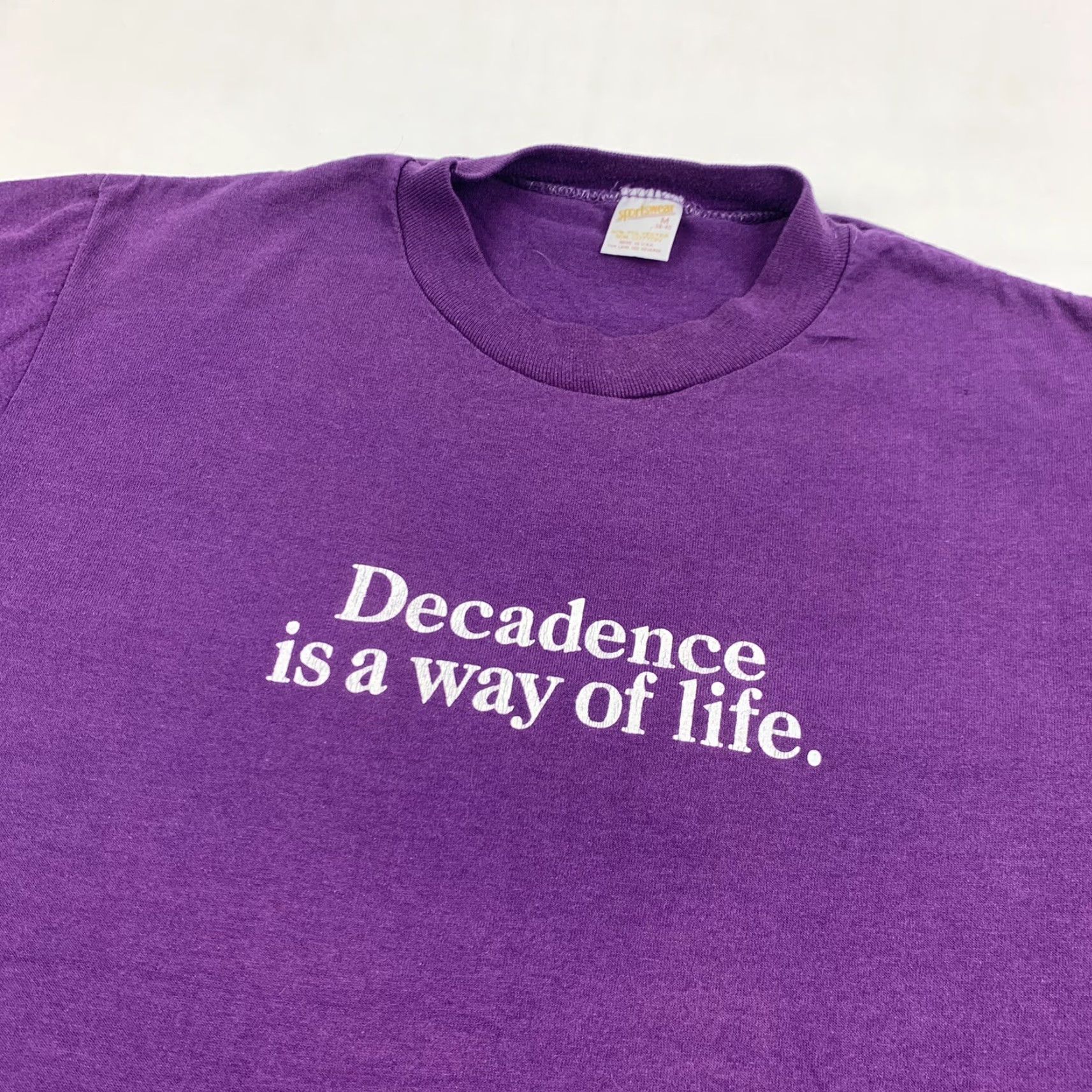 Vintage VINTAGE Sportswear Men T-Shirt Adult Medium Purple Graphic 80s 90s USA Decadence Size US M / EU 48-50 / 2 - 2 Thumbnail