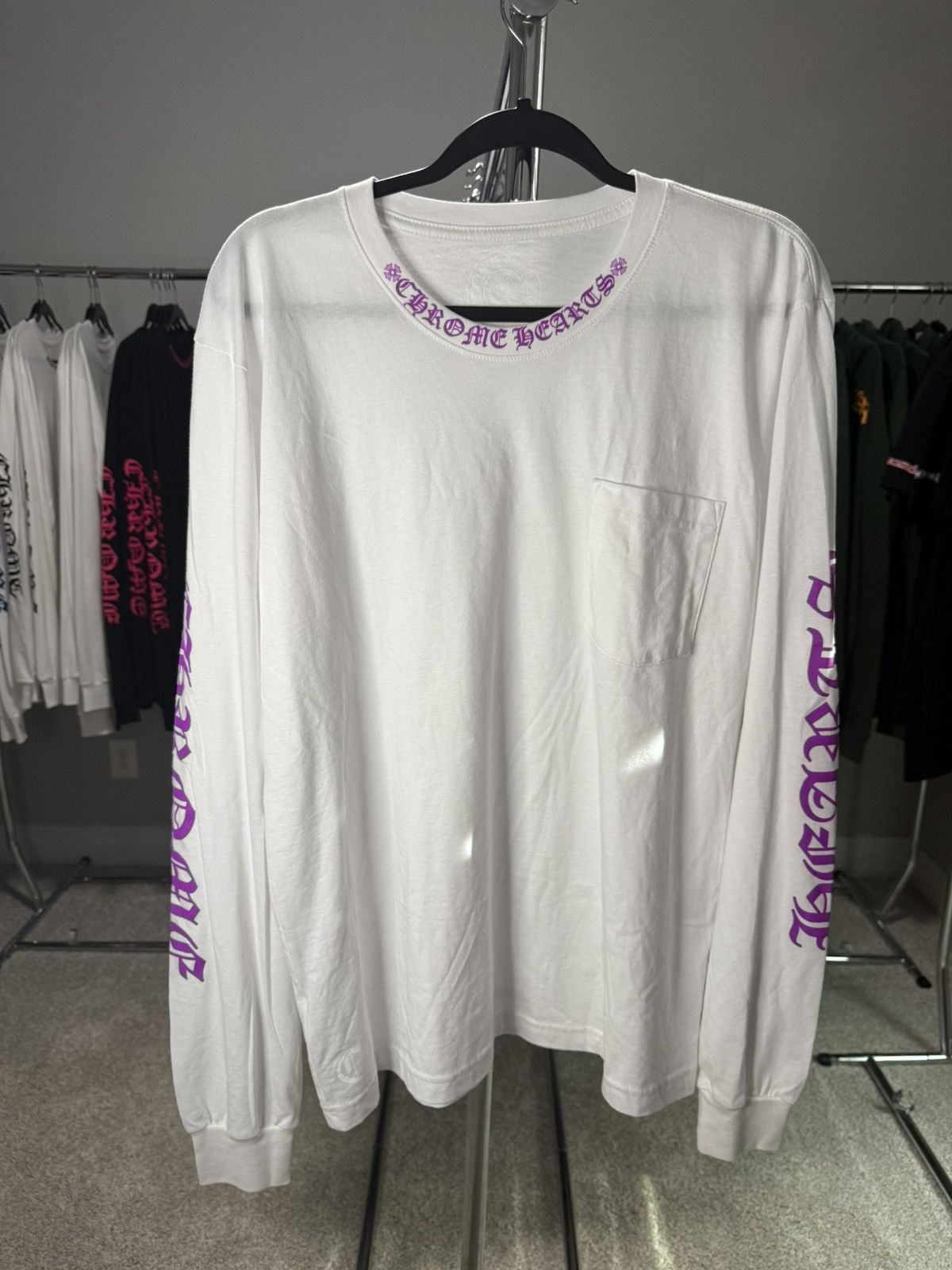 Chrome Hearts Chrome Hearts White Purple Neck Logo L/s Size US L / EU 52-54 / 3 - 1 Thumbnail