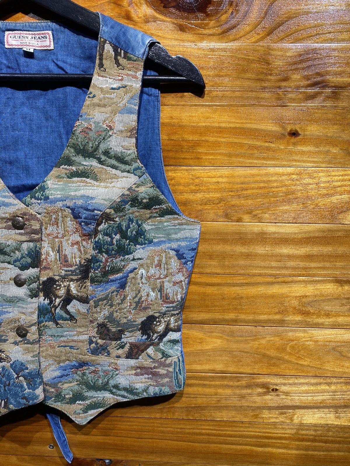 Guess Vintage 90s Guess Jeans Horse Tapestry Western Vest USA Made Size M / US 6-8 / IT 42-44 - 7 Thumbnail