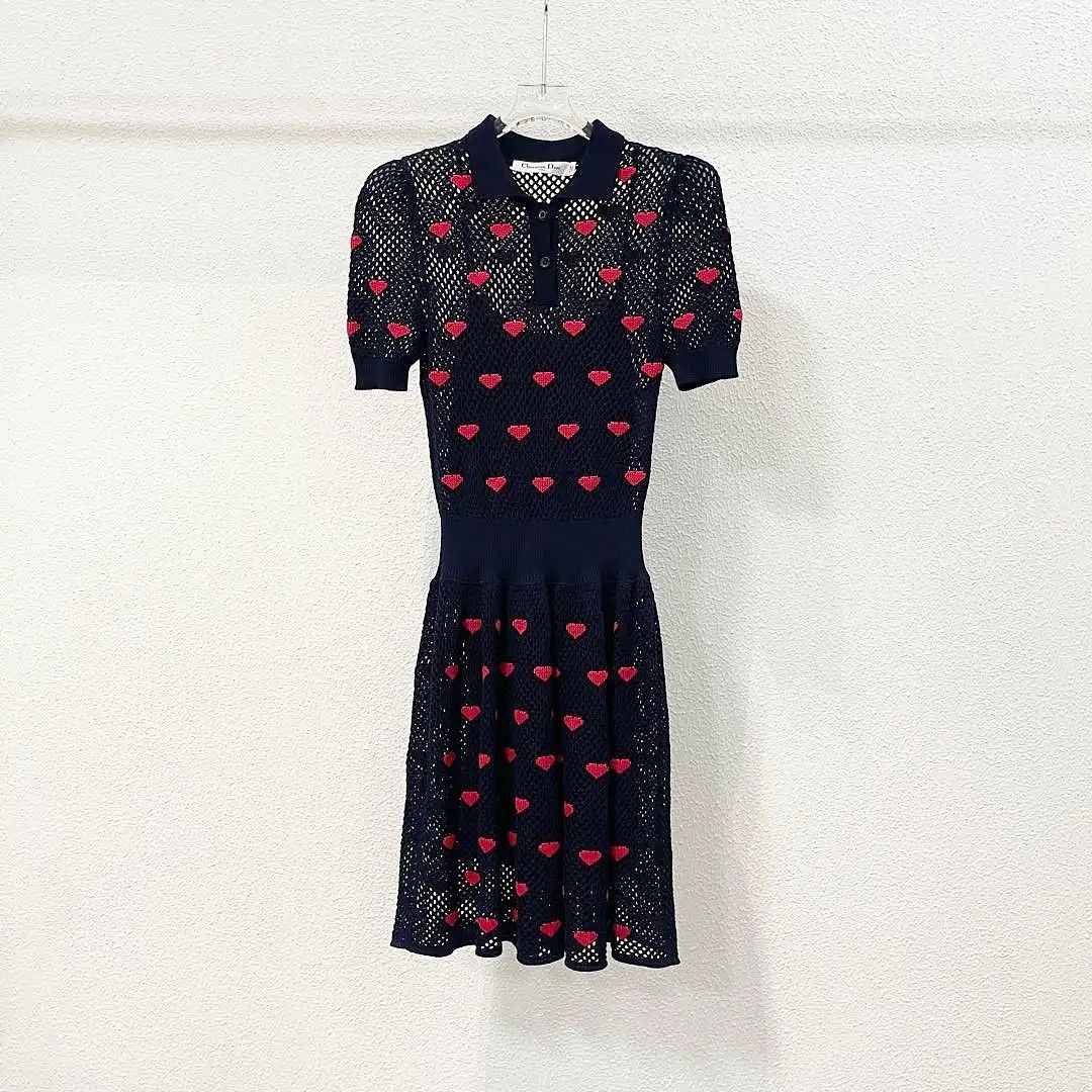 Dior Dior Heart Pattern Knit Midi Dress Size FR 36 Size XS / US 0-2 / IT 36-38 - 1 Thumbnail
