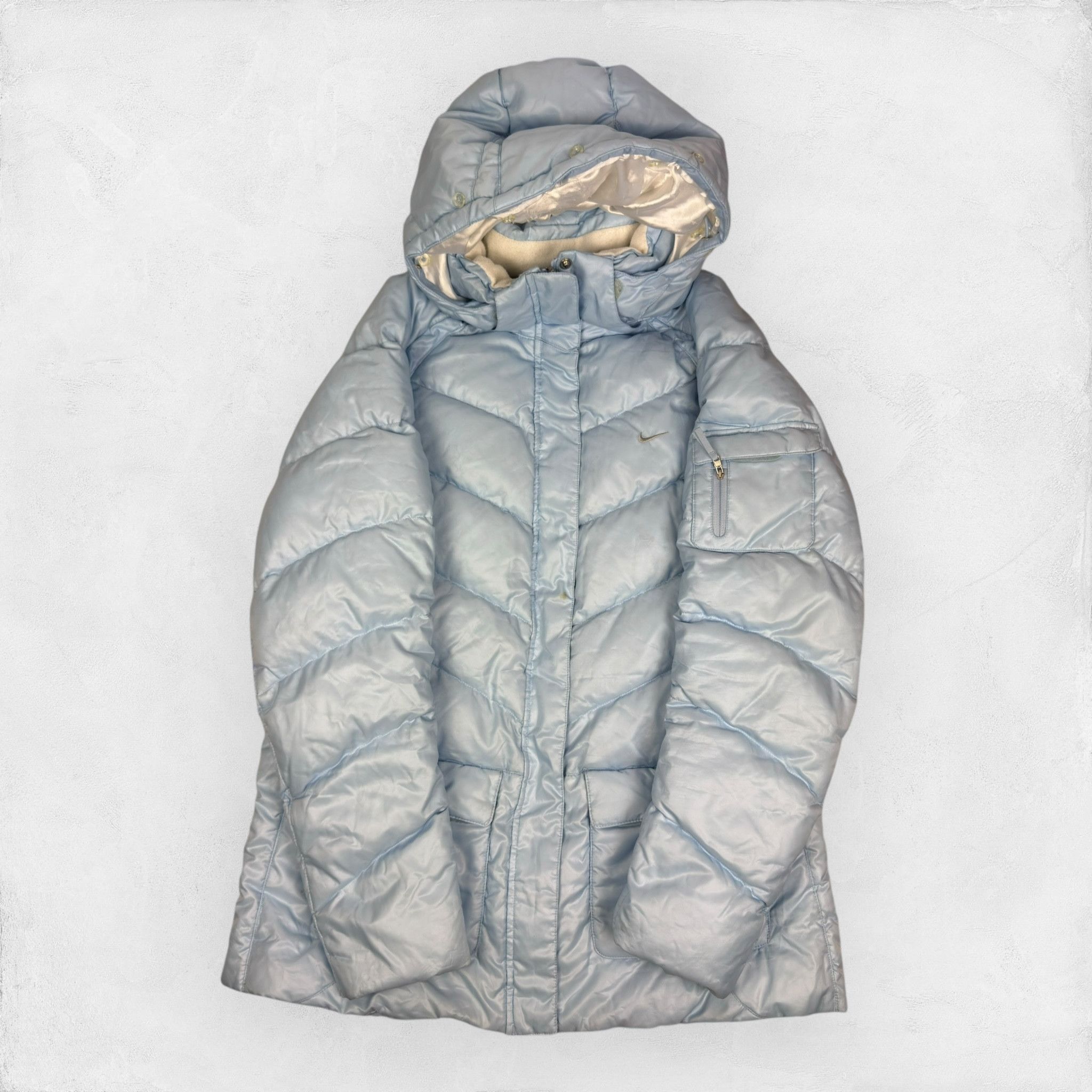 Nike Nike Women's Blue Swoosh Full Zip Goose Down Puffer Coat XL Size XL / US 12-14 / IT 48-50 - 1 Thumbnail