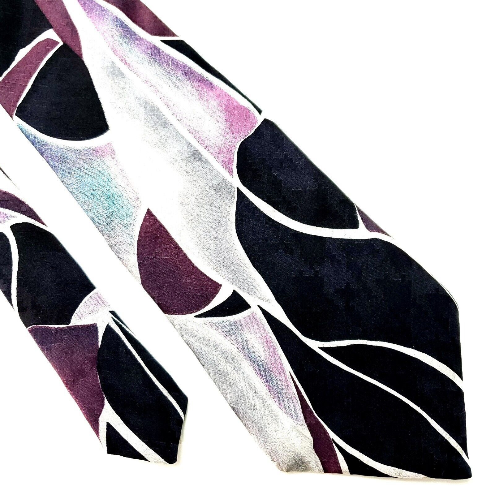 Pierre Cardin Pierre Cardin Silk Tie Print Abstract Black Silver Short Size ONE SIZE - 1 Thumbnail