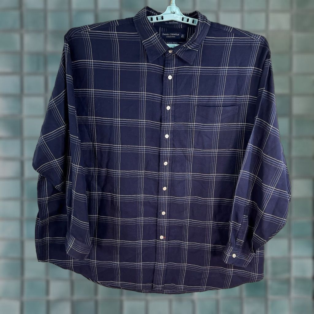 Cremieux VINTAGE Daniel Cremieux Button-Up Checked Shirt Big & Tall 3X Blue Italian Cotton Men’s Long Sleeve, Chest 66 in, Size Big & Tall, Mens Size US XXL / EU 58 / 5 - 1 Thumbnail