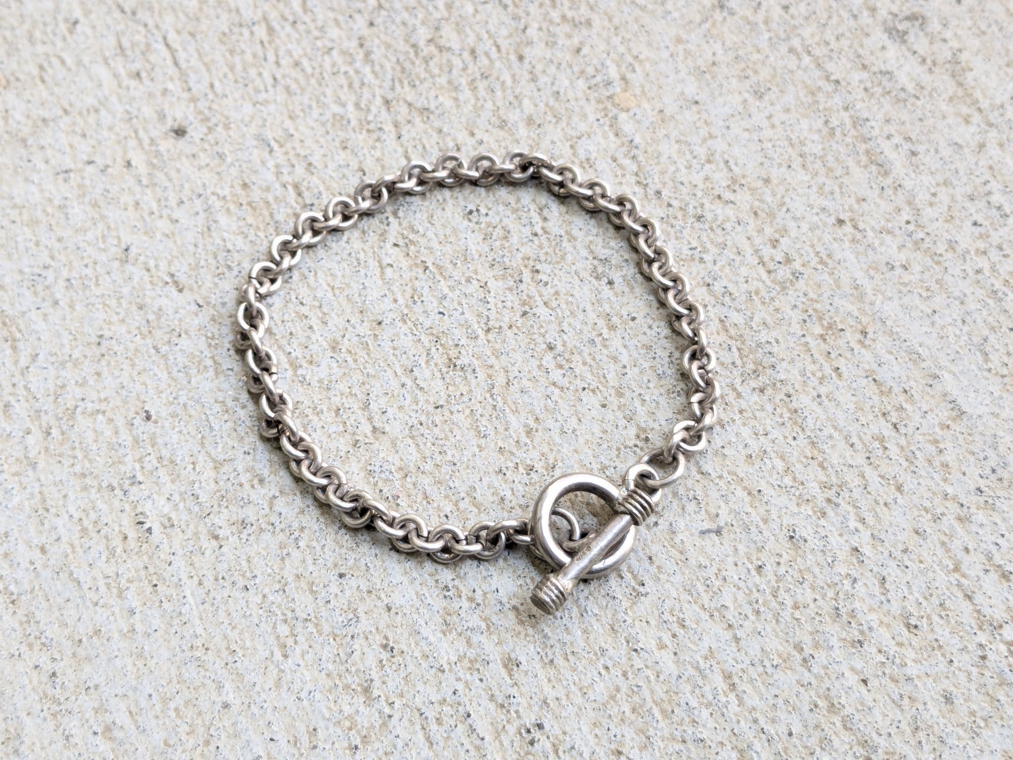 Jewelry Vintage Sterling Silver Bracelet Rolo Round 8.25" Chain Link Size ONE SIZE - 2 Thumbnail